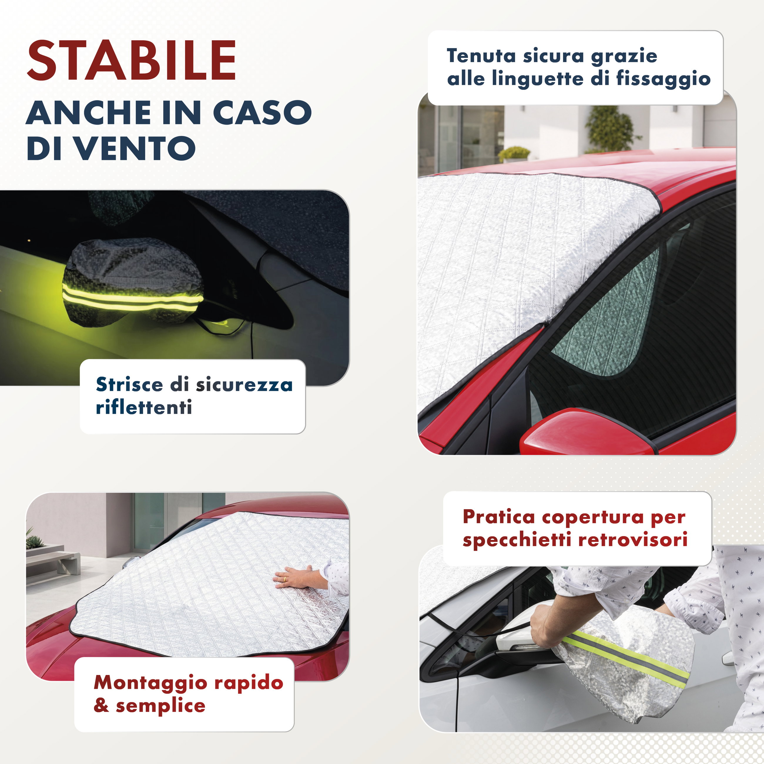 Protettore termico del parabrezza Premium con copertura dello specchio laterale 157x126 cm