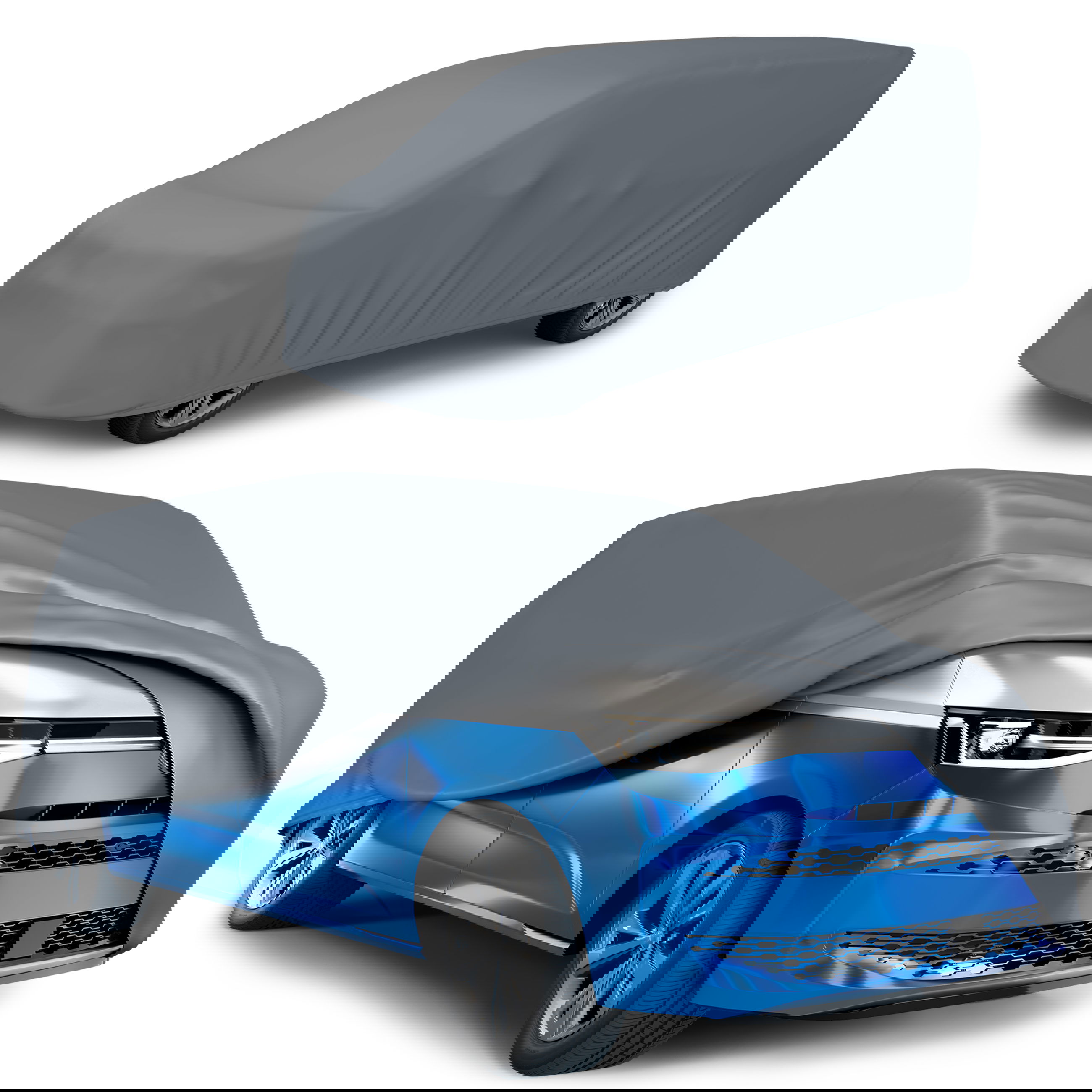 Autoabdeckung, Autohülle, Limousine, blaues Auto, Fahrzeugschutz