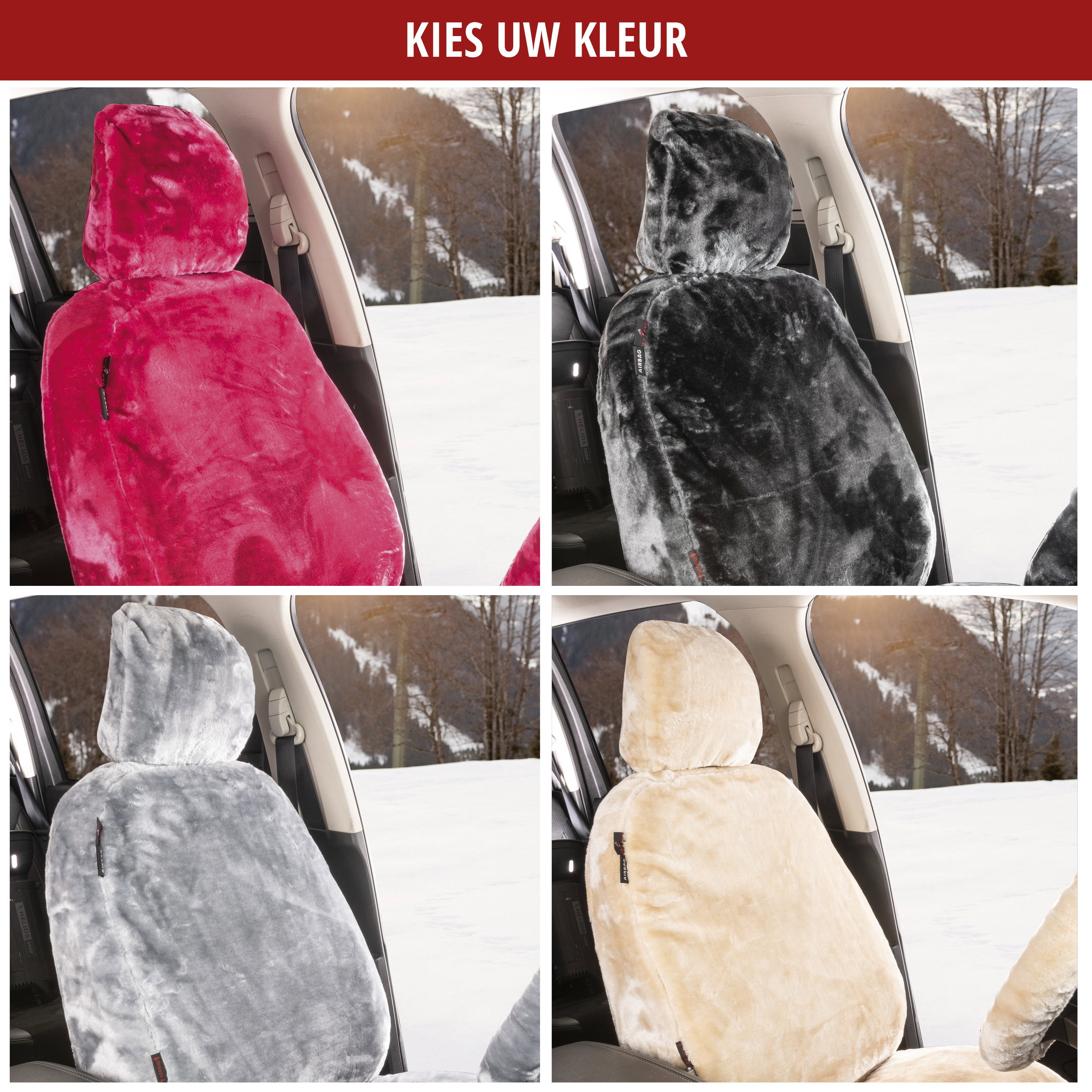 Autositzhoes Teddy van imitatiebont, auto stoelbeschermer voor enkele stoel, imitatiebont hoes roze, 1 stuk