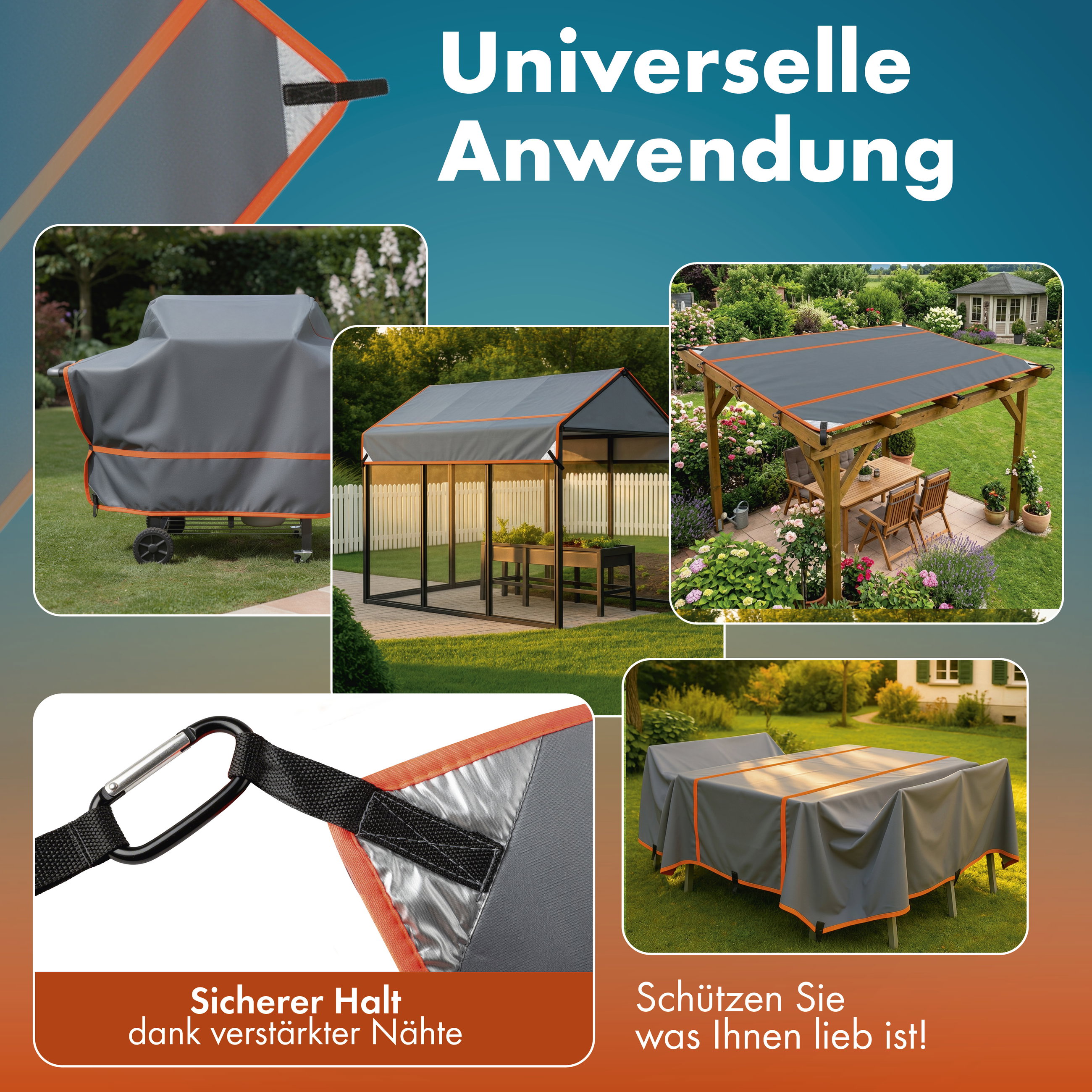 Wohnmobil/Wohnwagen Hagelschutzplane Perma Protect, Größe S (200 x 200 cm), Hagelschutz bis 1,9 cm, silber