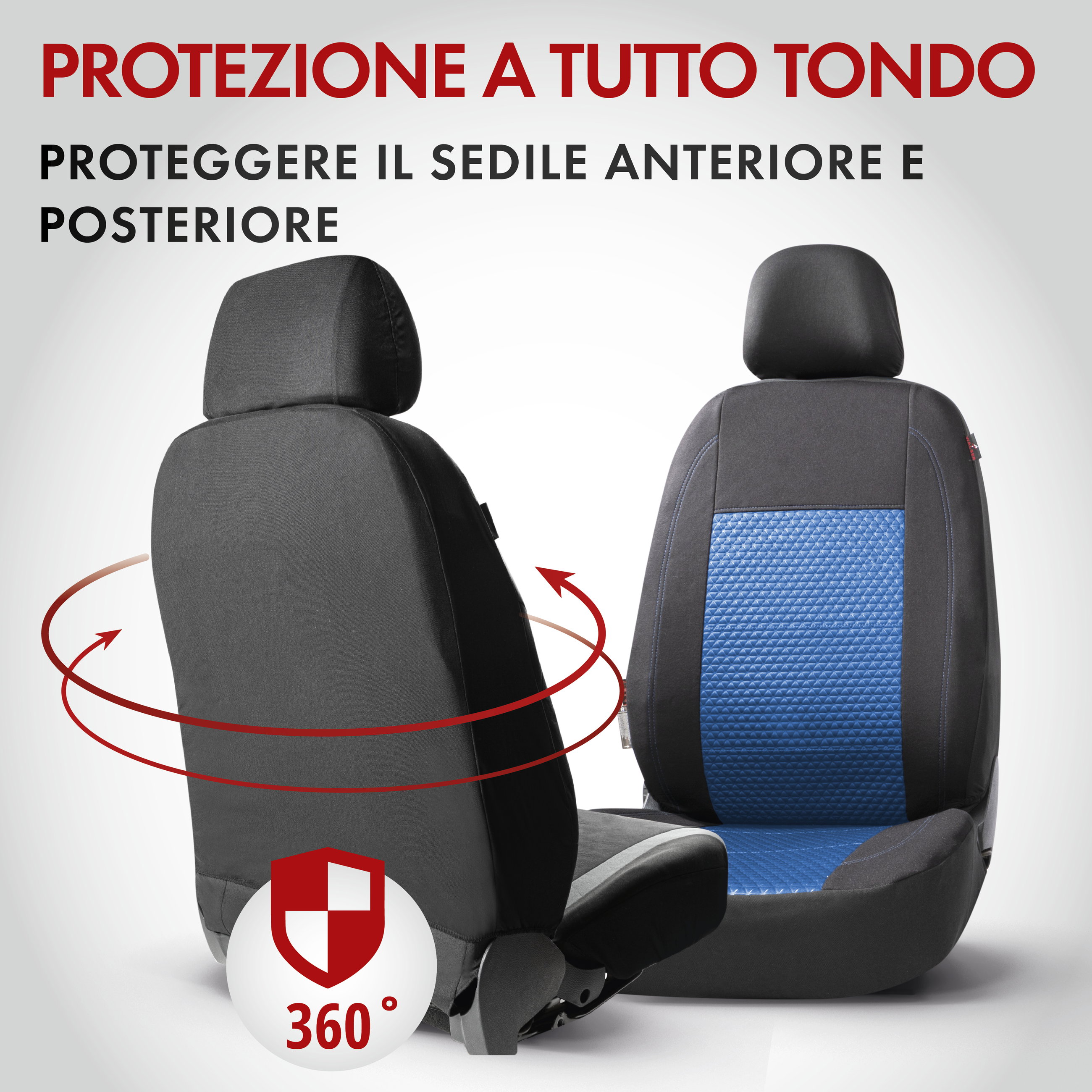 ZIPP IT Premium Coprisedili Avignon set completo con sistema di chiusura lampo nero/blu
