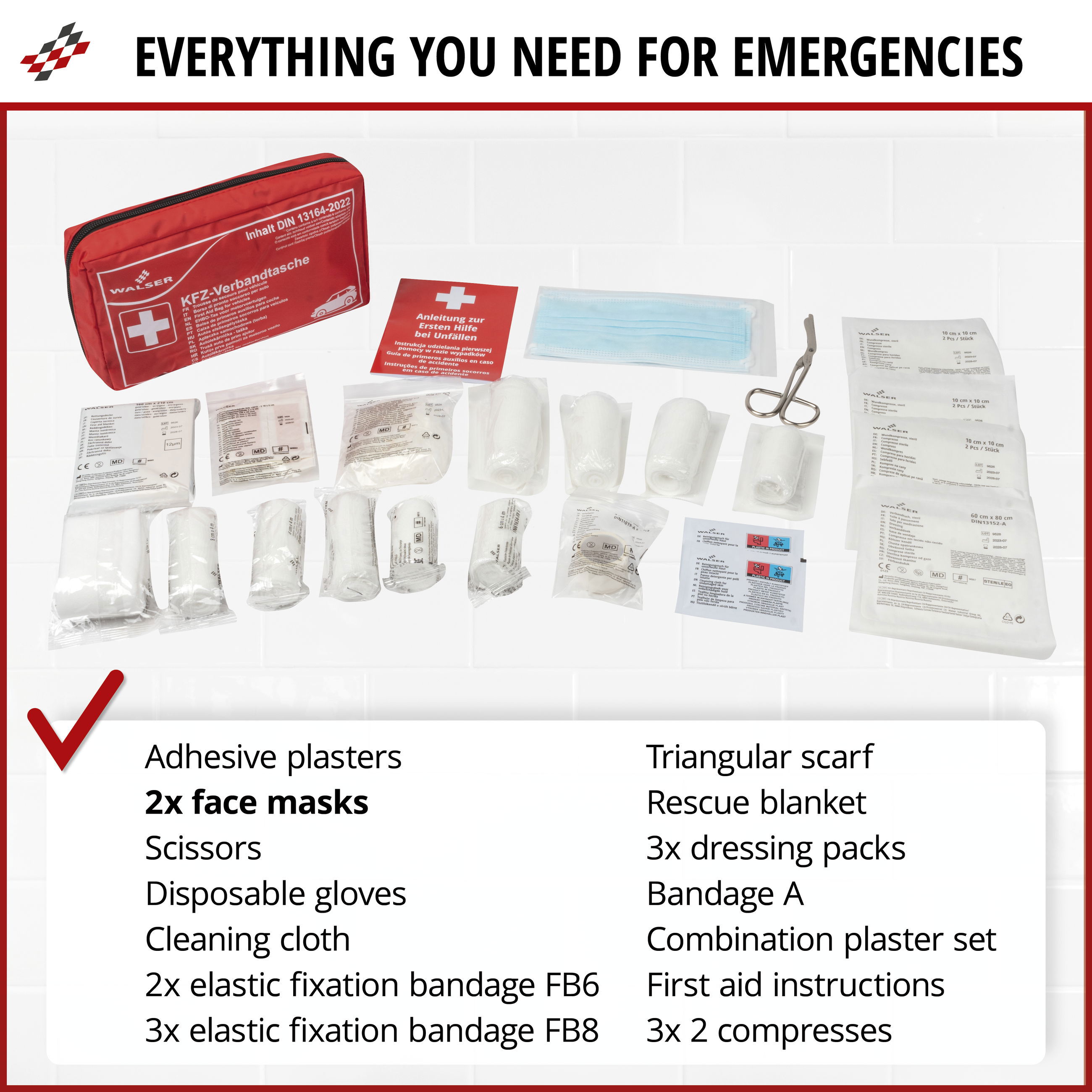 KFZ first-aid box according to DIN 13164:2022 black | First aid