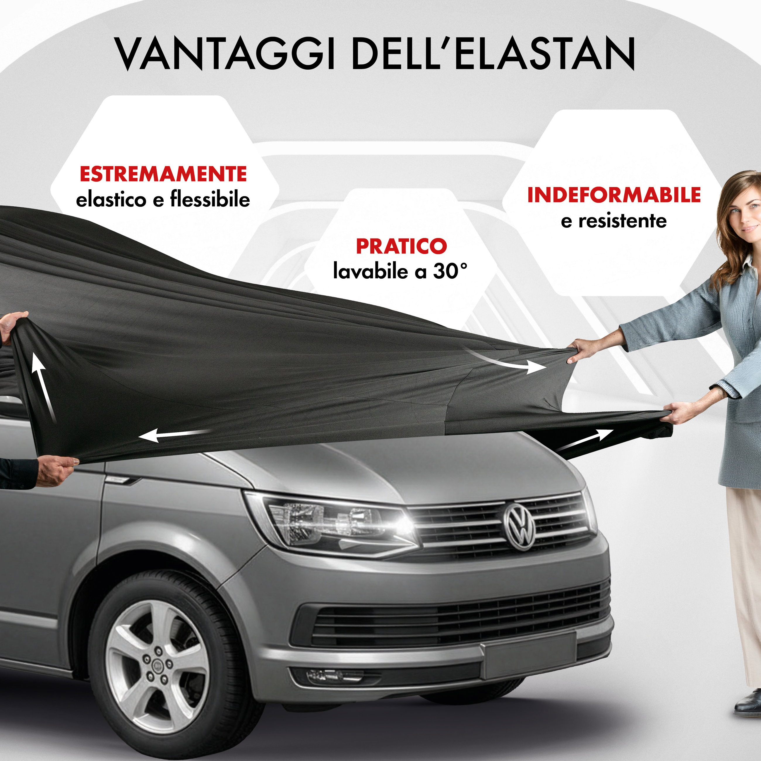 Telo copriauto Indoor Stretch Plus, telo protettivo per furgone/bus Taglia 12 Bus nero