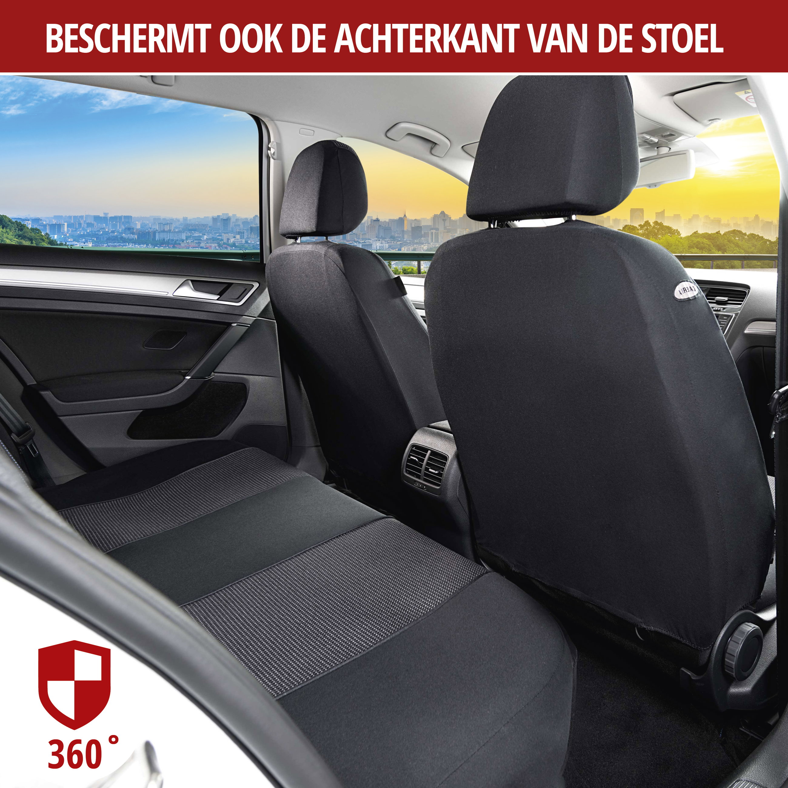 Auto stoelbeschermer Pineto set, universeel Autostoelhoes zwart-grijs, stoelbekleding Polyester