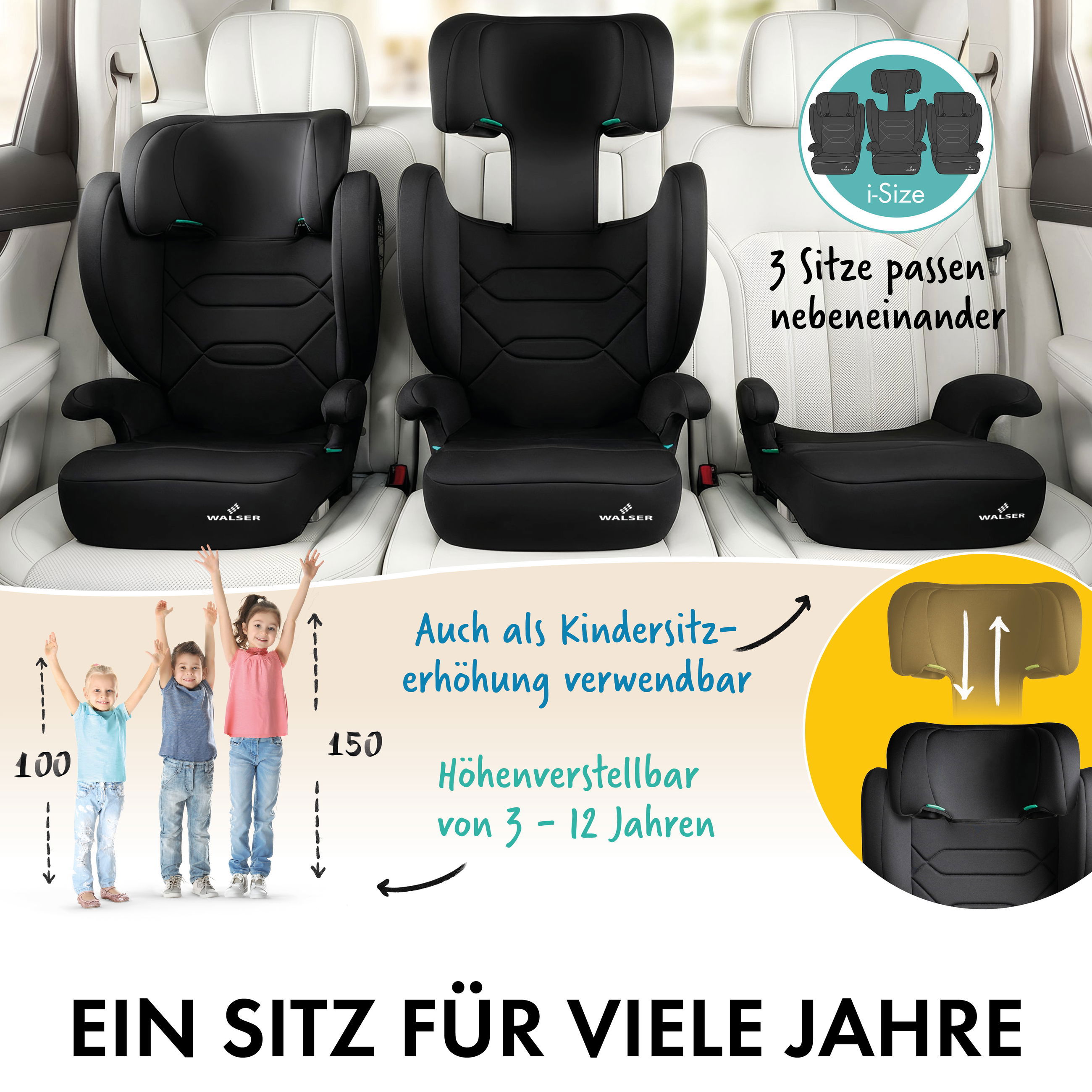 Kindersitz, Autositz, Kinderautositze, 3-Sitzer, Verstellbar, kindersitz, autositze, 3-sitzer, fahrsicherheit, einfache installation, Kinderautositze, Autositz, 3 Sitze, Sitzverlegung, Verstellbar, Kindersitz, Autokindersitz, schwarz, Kindersitz Zubehör, 