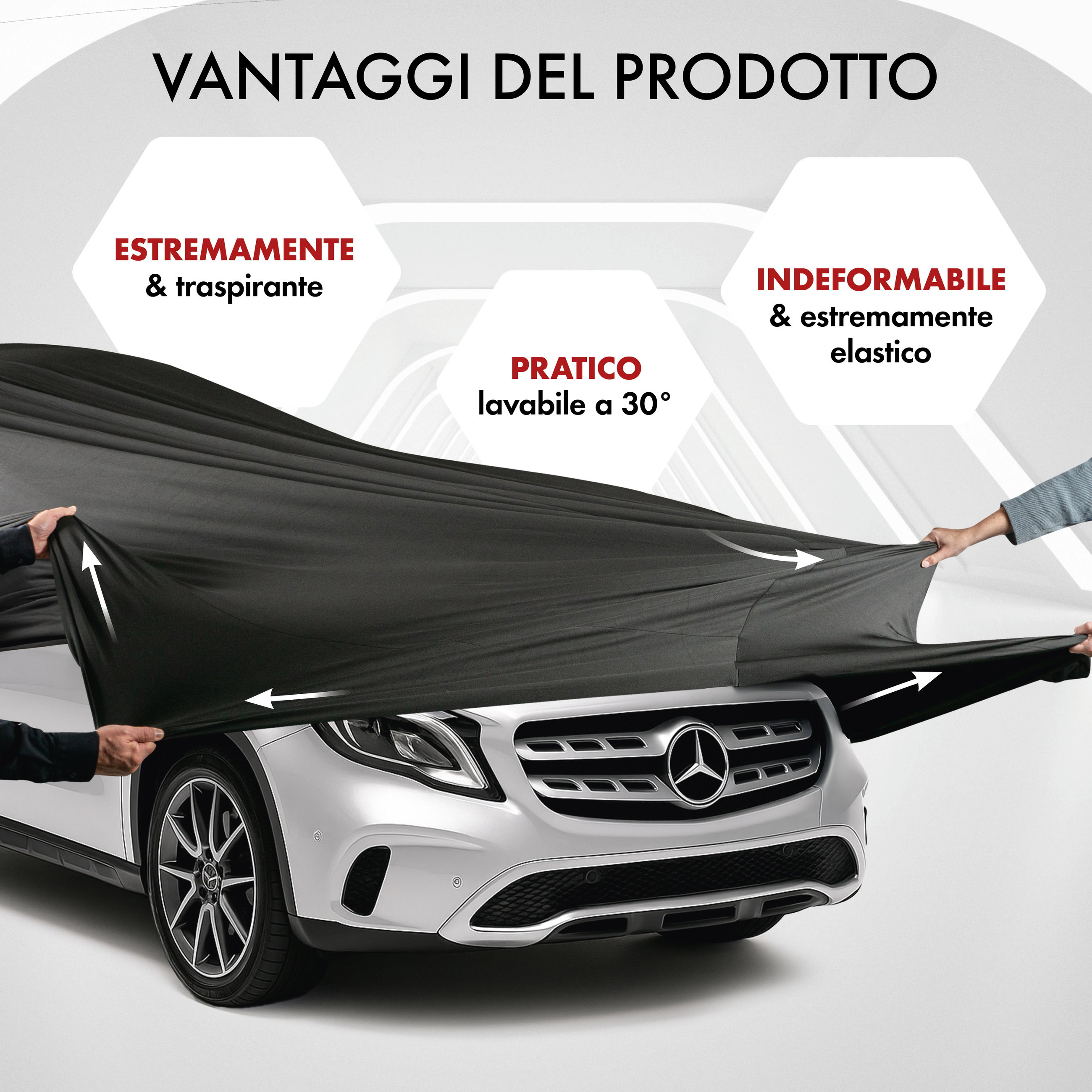 Telo Copriauto da interno Indoor Stretch, Copertura protettiva per uso interno Misura 8 SUV/VAN nero
