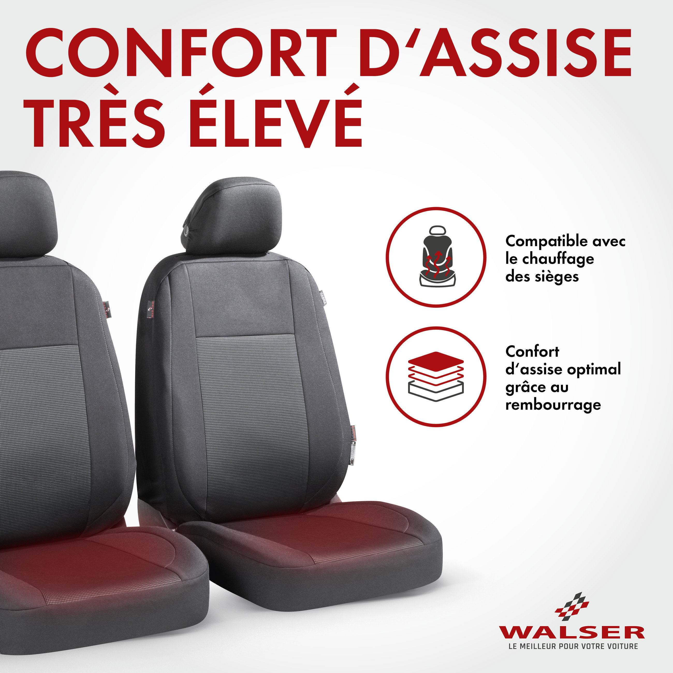 ZIPP IT Premium Housse de sièges Ardwell pour deux sièges avant avec système de fermeture éclair noir/gris