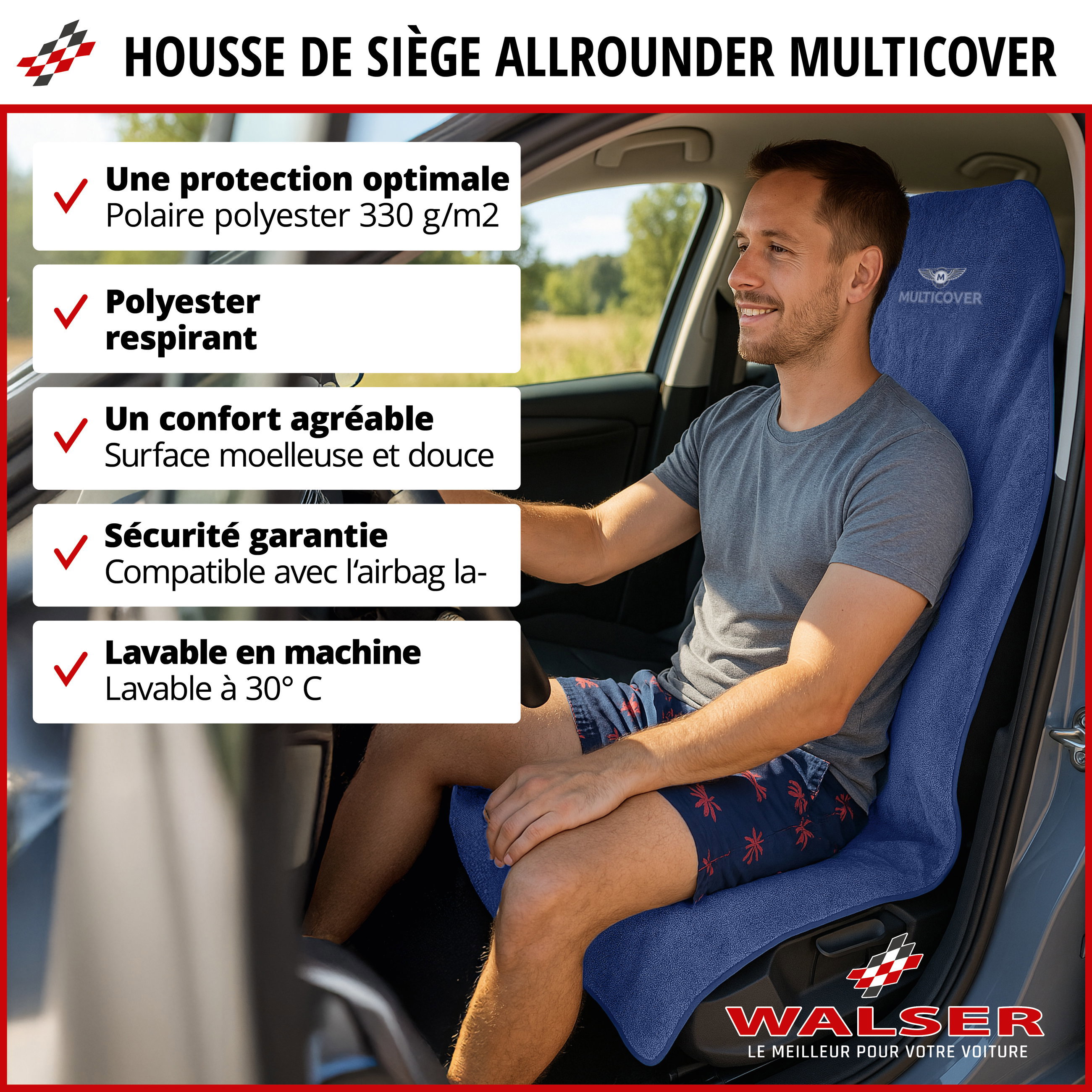 Housse de siège Multicover bleu marine, 1 pièce