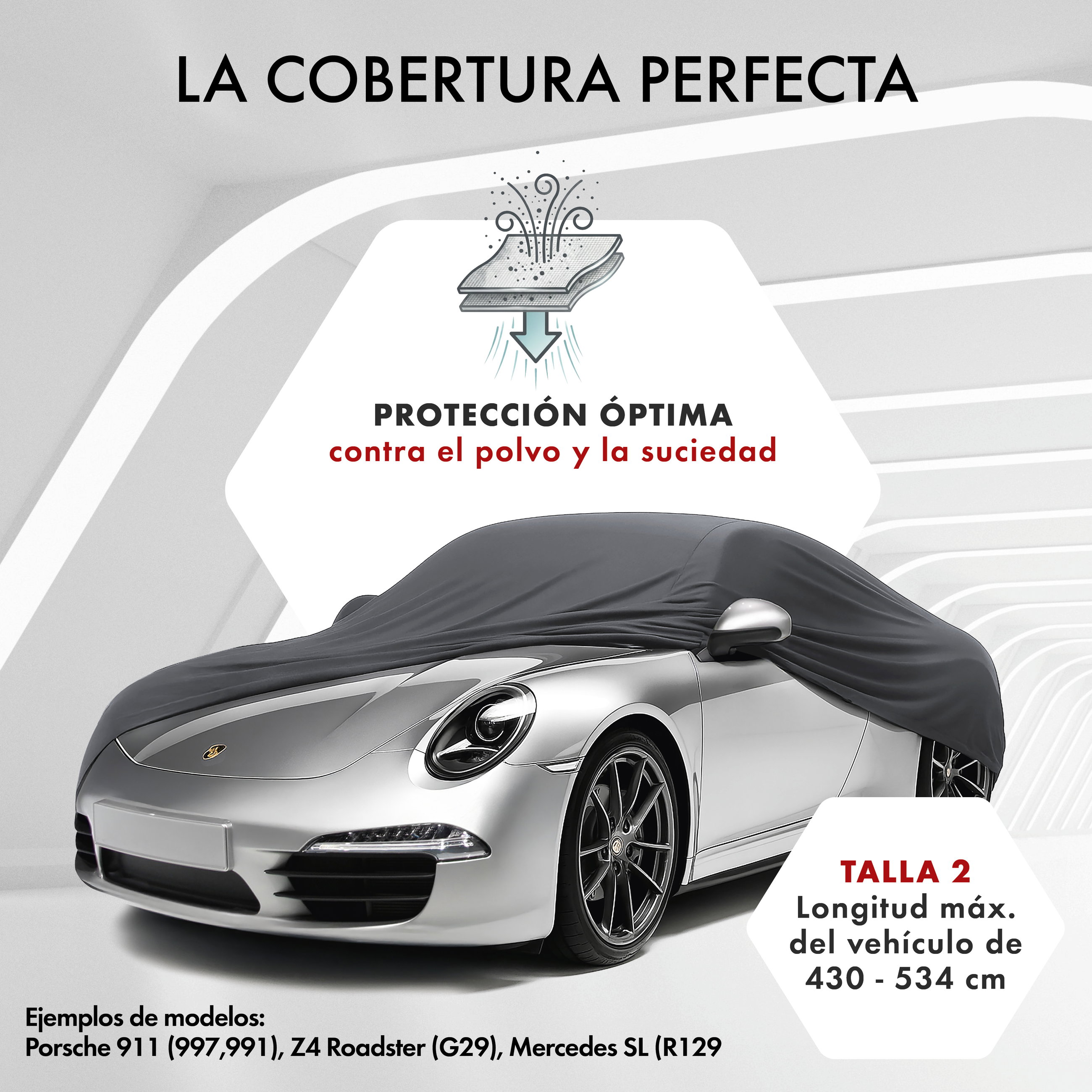 Funda de coche interior Stretch, cubierta protectora de coche talla 2 coche antracita