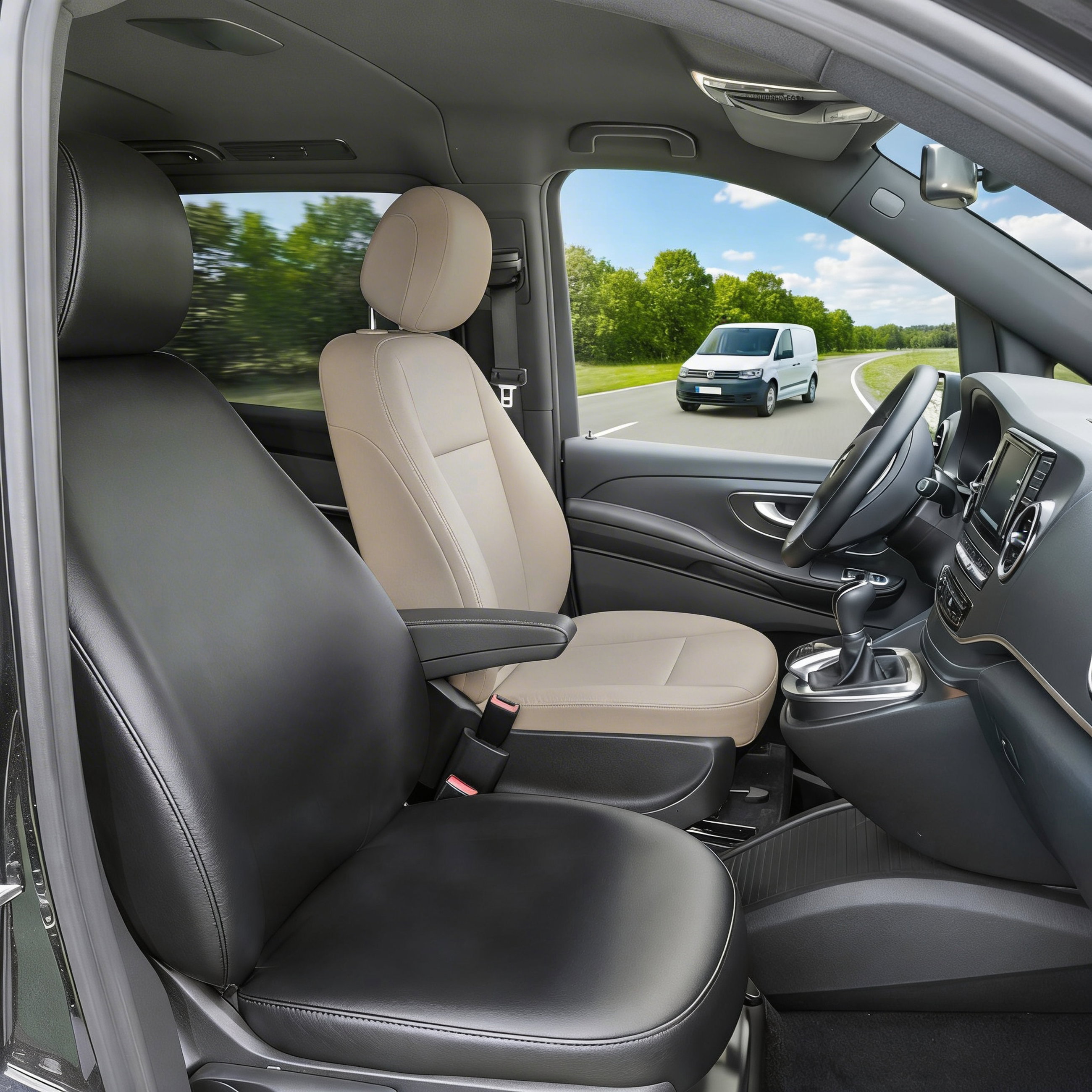 Kombi, Innenraum, Schwarz, Beige-Leder, Schaltknauf, Autositze, Innenraum, Beige Sitzbezug, Vordersitz, Skoda?