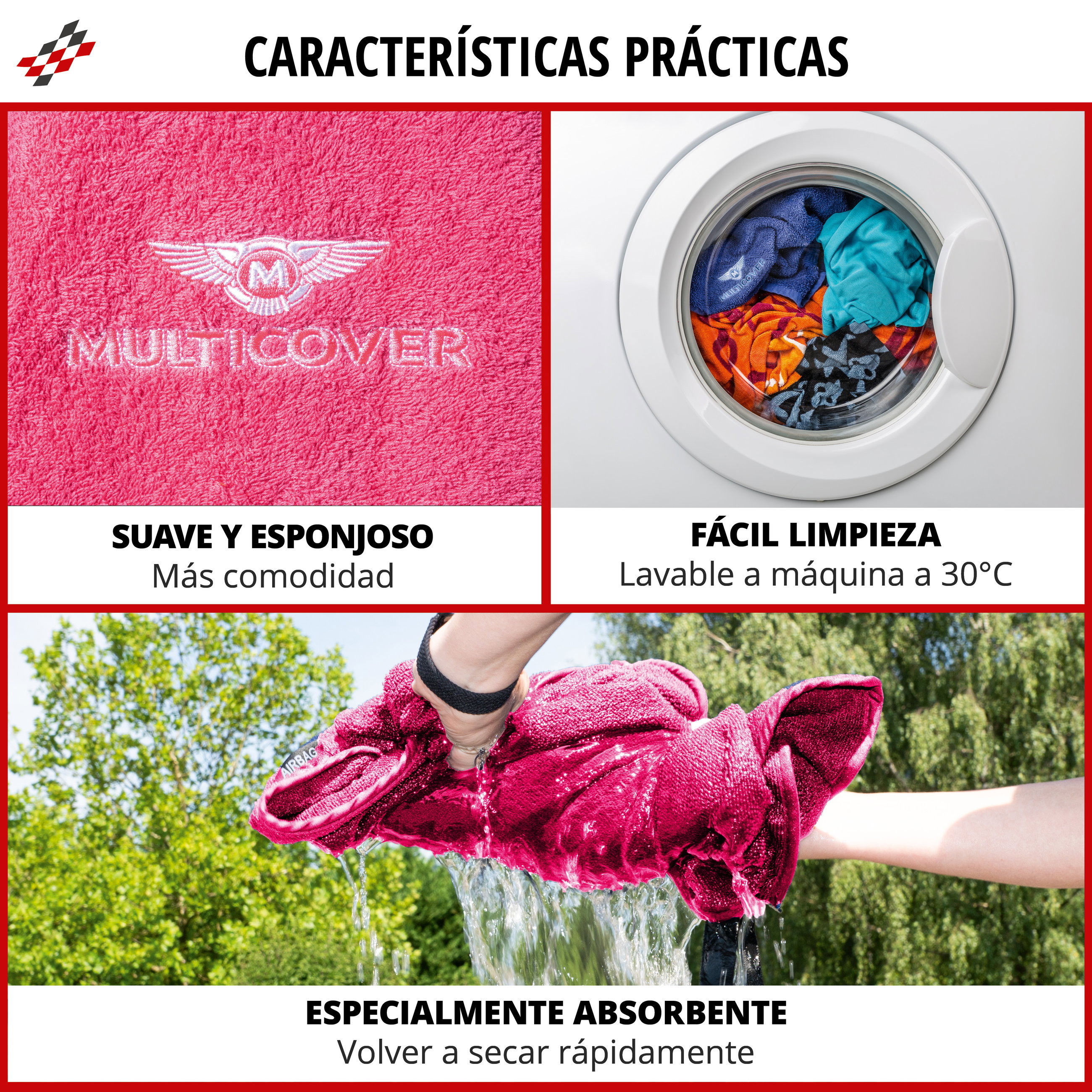 Coche-protector de asiento Multicover, coche-cojín de asiento lavable rosa, 1 pieza