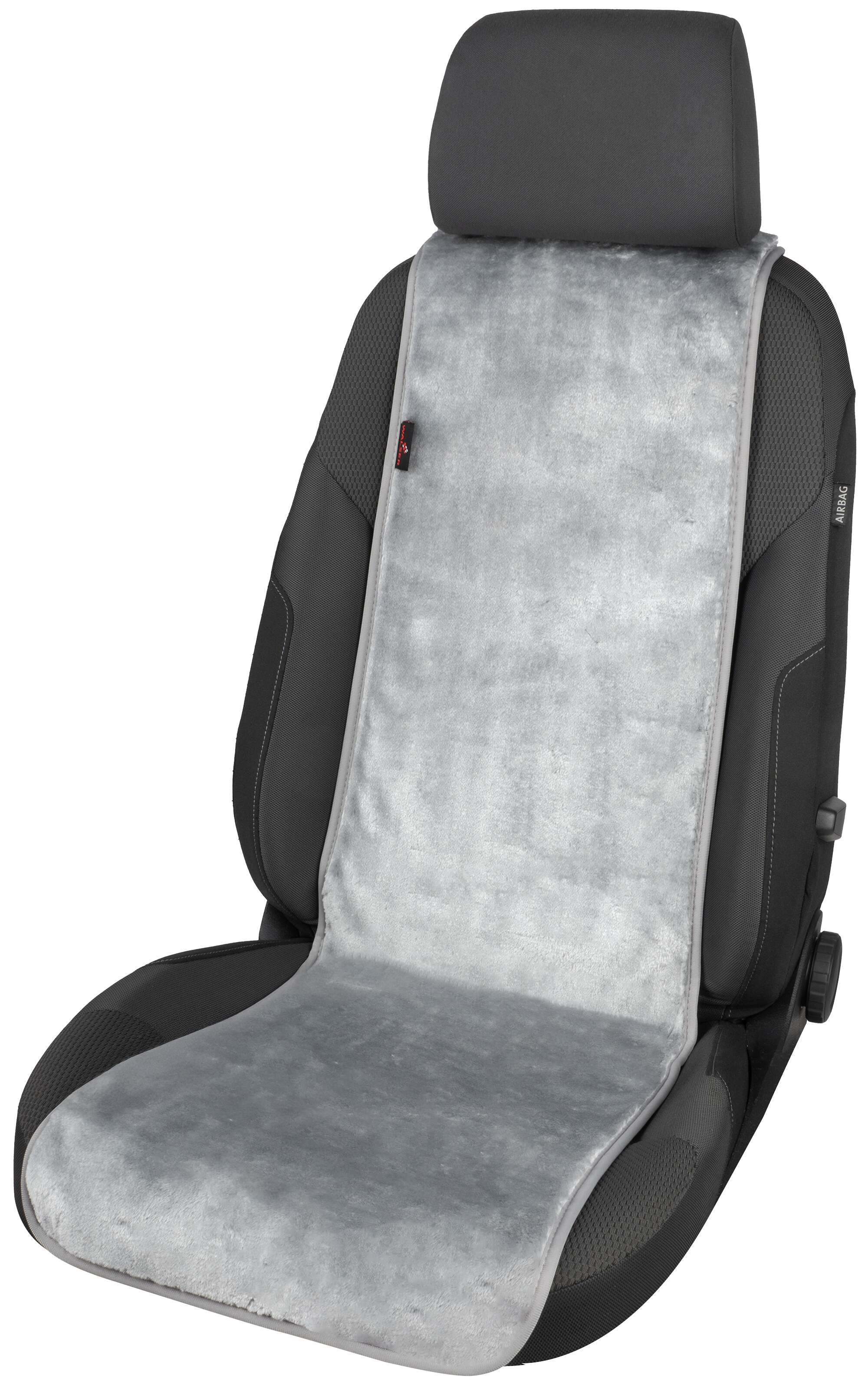 Auto Sitzauflage Teddy, Kunstfell PKW Sitzschoner für Einzelsitz, Kunstfellbezug silber, 1 Stück