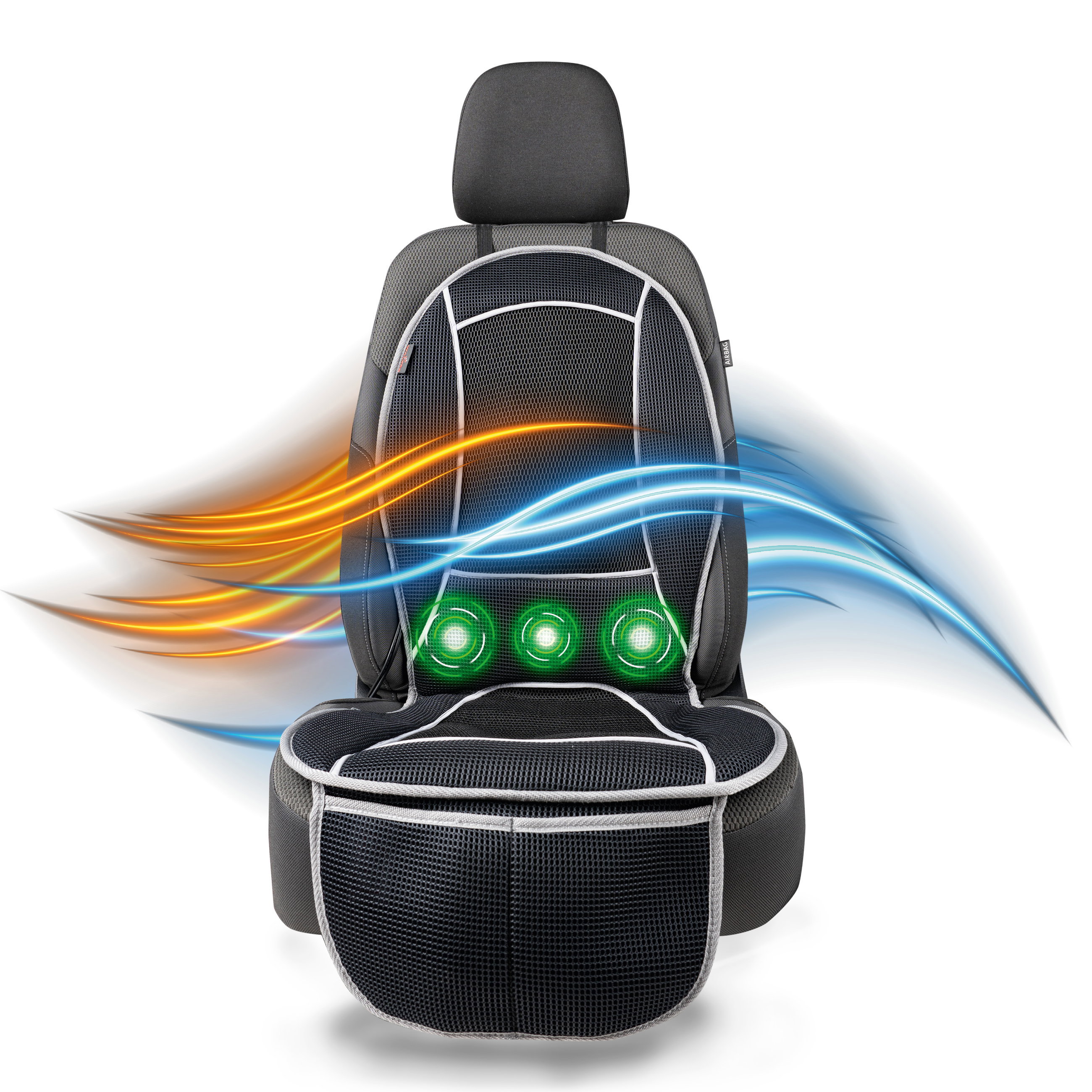 Stoelhoes CoolHeat, ademende stoelhoes met koel- en massagefunctie, 1 stuk