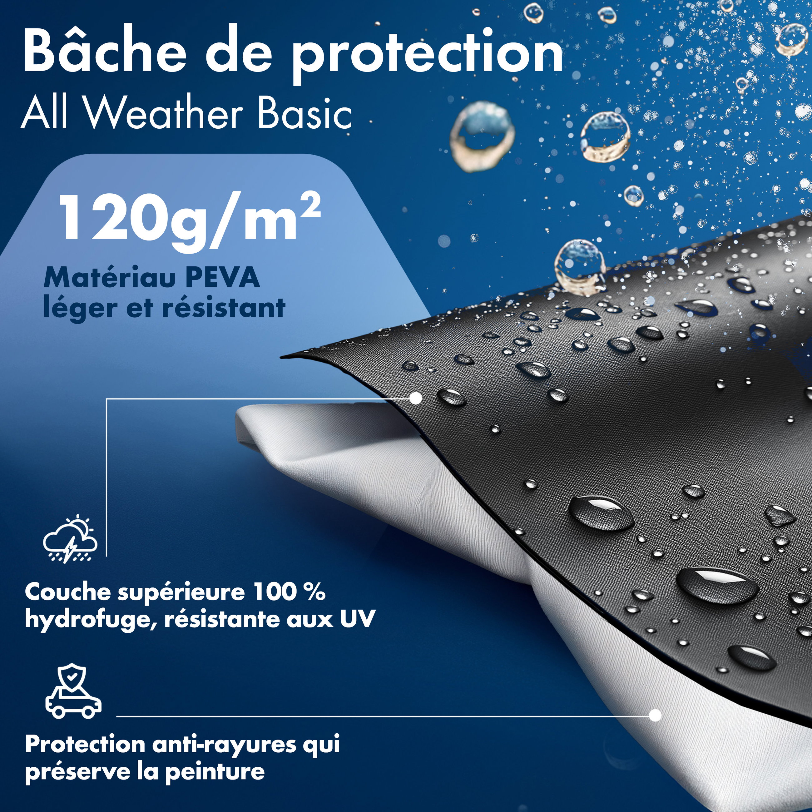 Housse de voiture All Weather, bâche de voiture garage complet taille 7 SUV/VAN noir