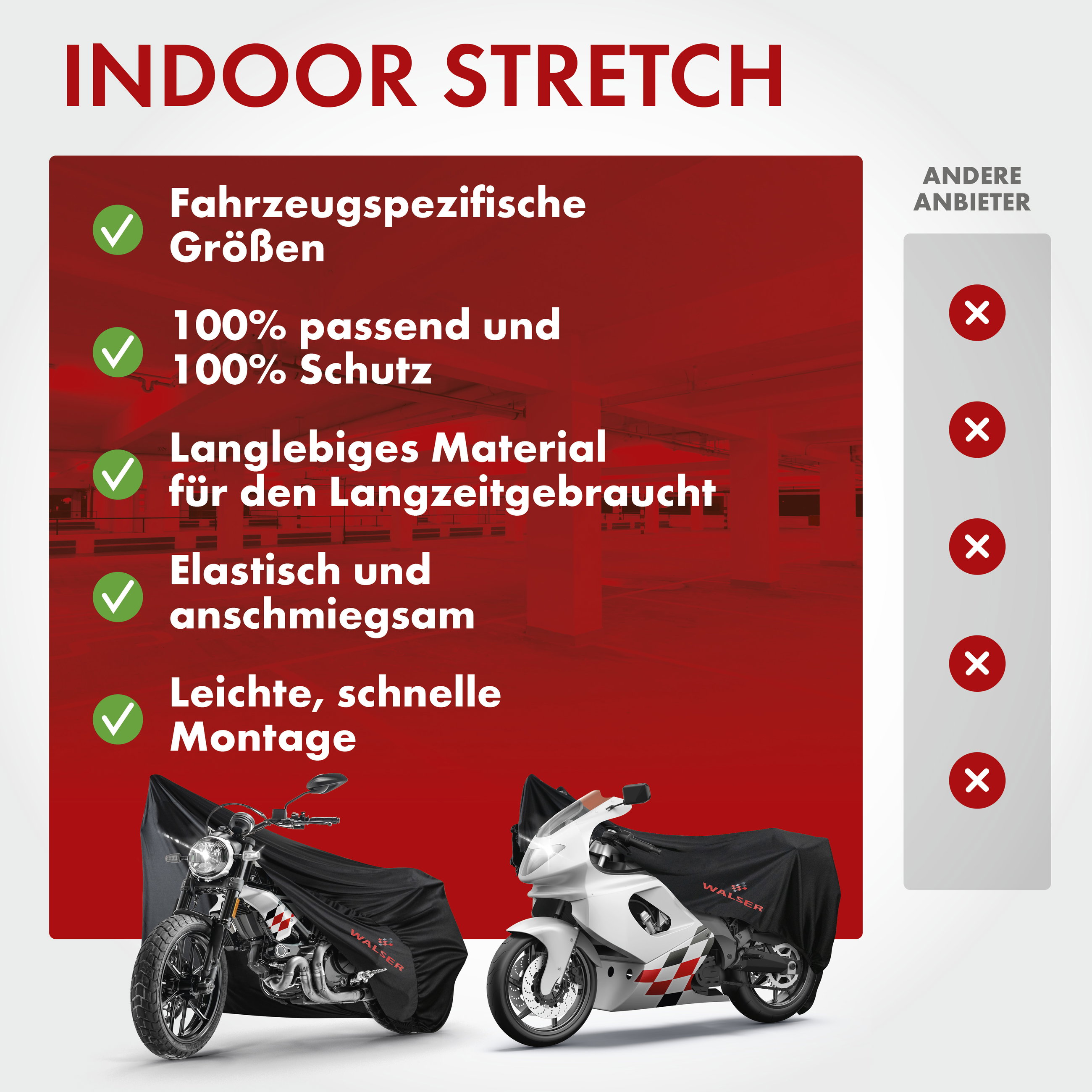 Motorrad Abdeckplane Indoor Stretch S, Indoor Vespa-Abdeckplane atmungsaktiv, Motorrad-Garage für den Innenbereich - 185x90x110 cm schwarz