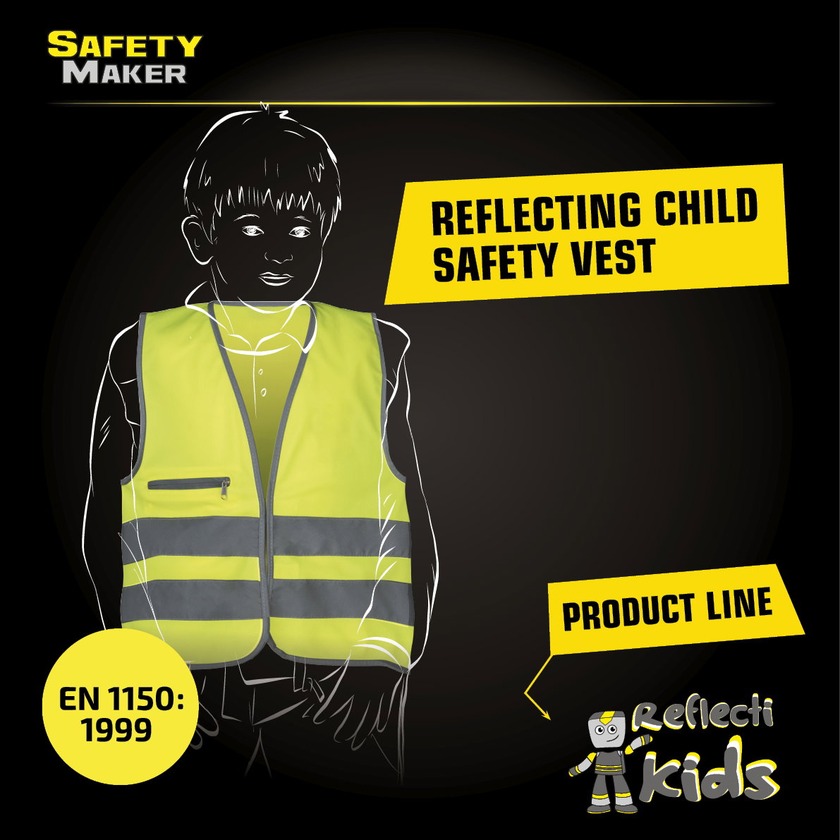 Safety vest 7-14 years yellow