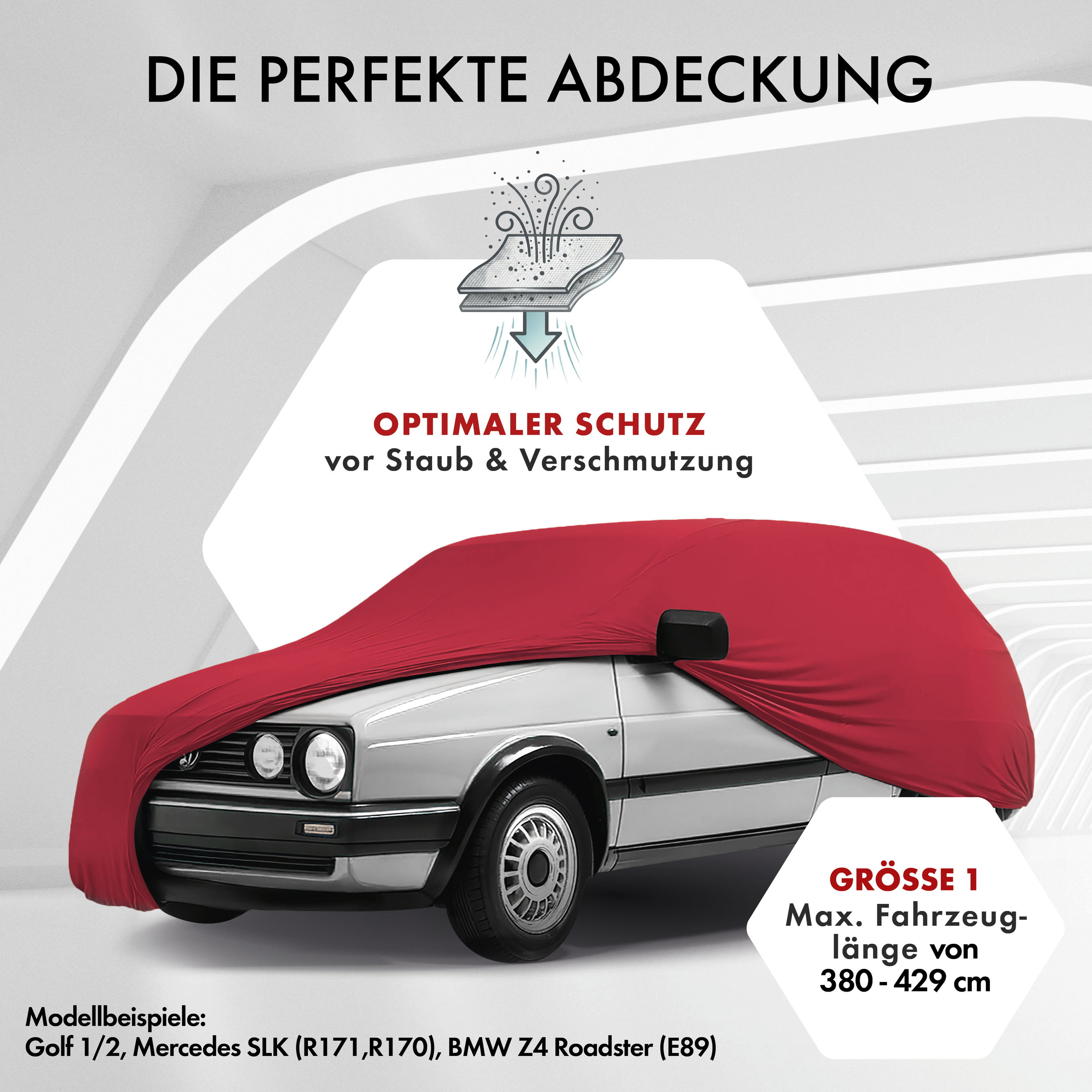 Autoplane Indoor Stretch, PKW-Abdeckplane Größe 1 PKW rot