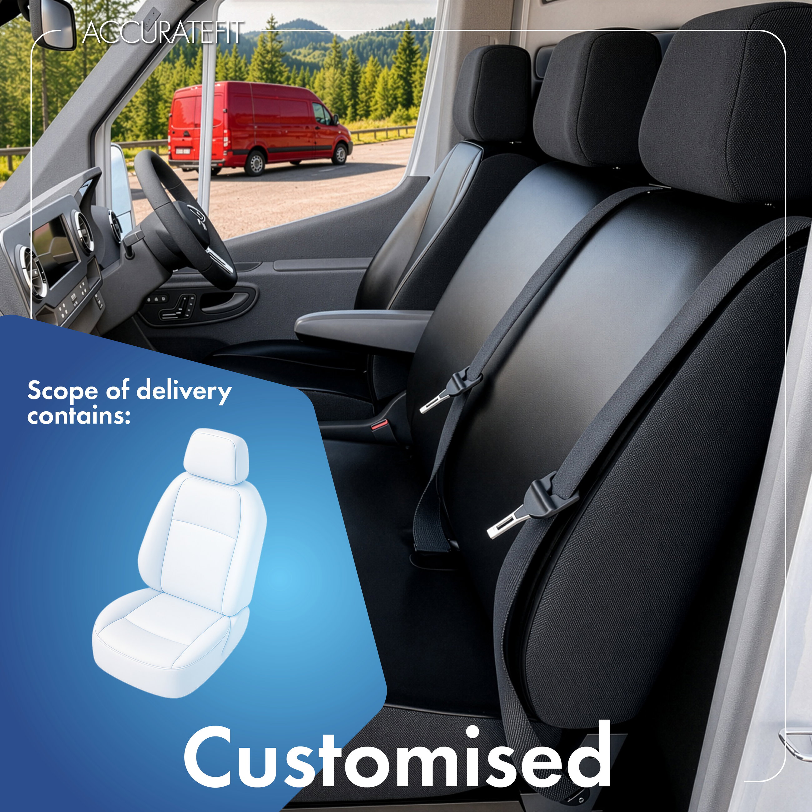 Seat cover made of imitation leather for VW T5, single seat cover front