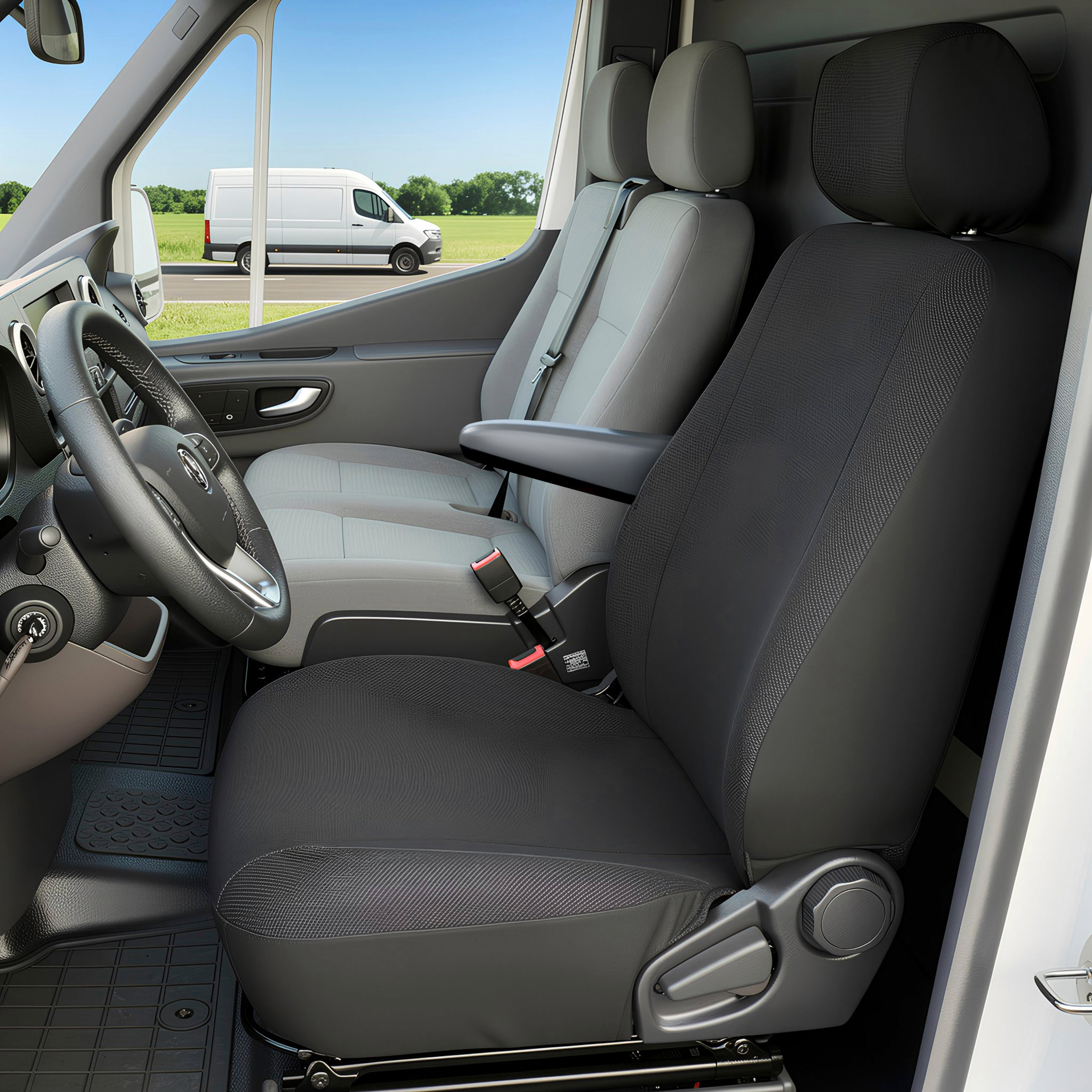 Transporter Coprisedili in tessuto per Opel Combo D, 1 sedile singolo conducente (bracciolo a destra)