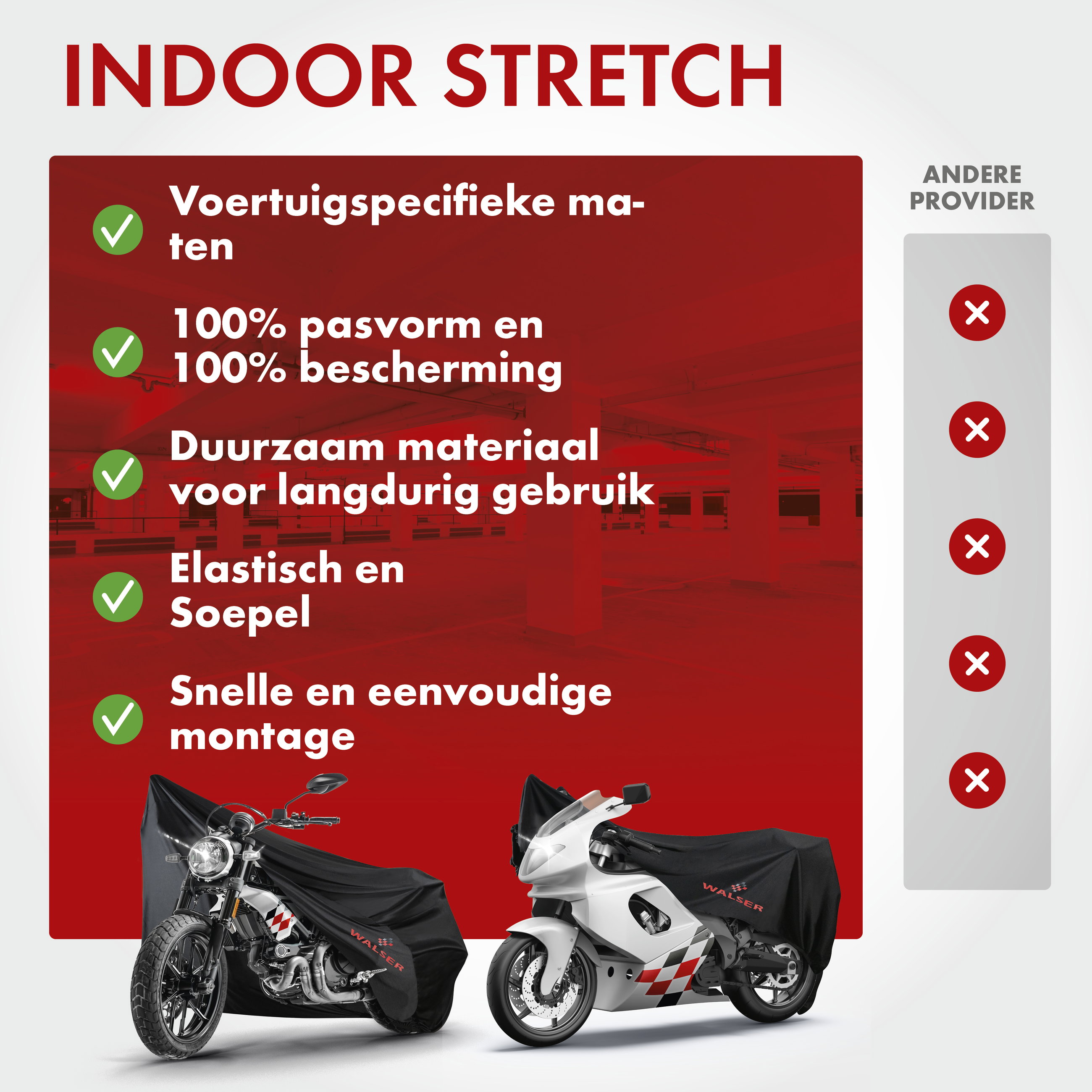 Motorzeil Indoor Stretch XL, motorzeil ademend, motorgarage voor binnen- 255x110x135 cm zwart