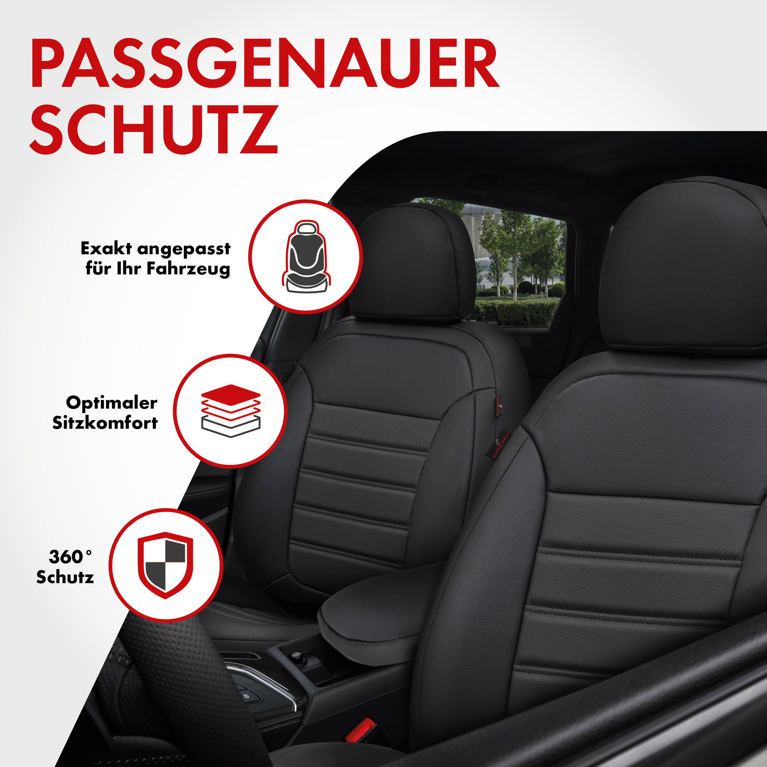 Passform Sitzbezug Robusto für VW Golf 6 Trendline 10/2008 - 12/2014, 2 Einzelsitzbezüge für Normalsitze