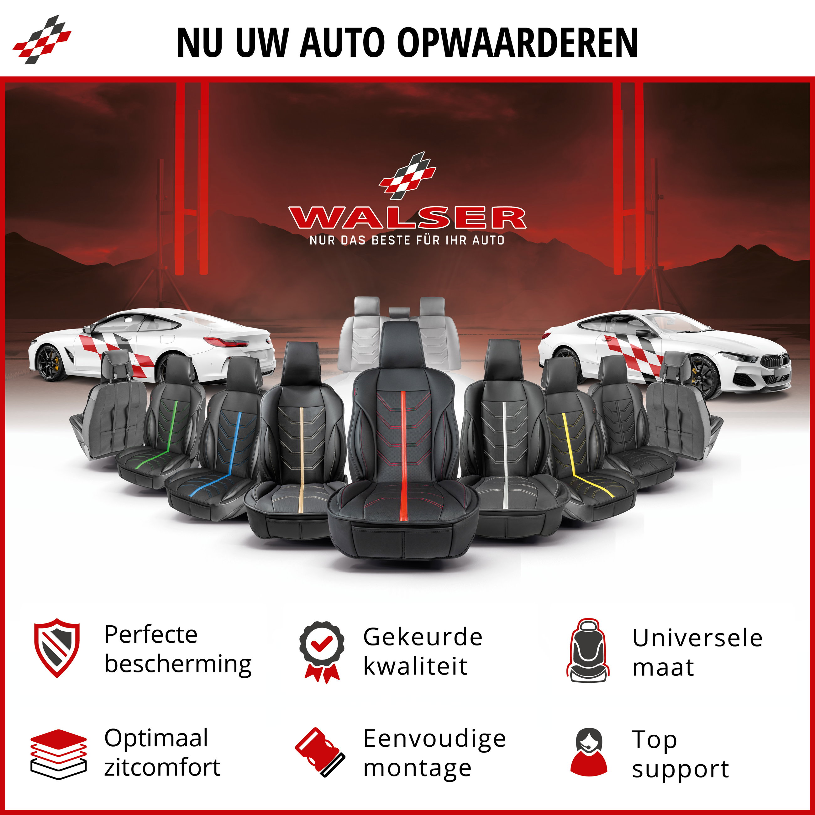 Stoelkussen Kimi racesportlook, universeel Stoelkussen in zwart - geel, 1 stuk