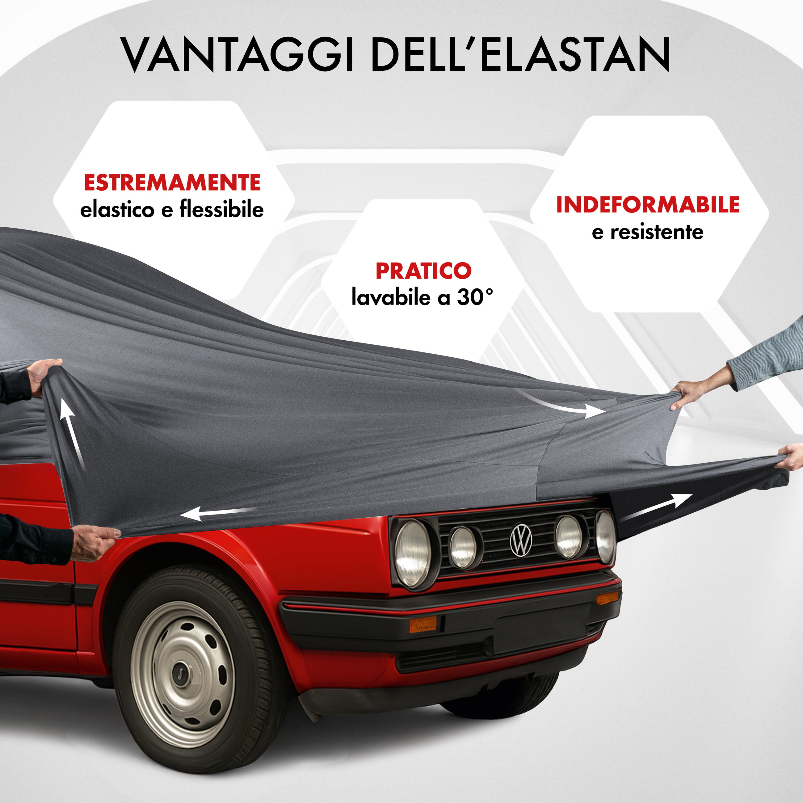 Premium Telo Copriauto da interno Indoor Stretch Plus, Copertura protettiva per uso interno Misura 1 Auto antracite