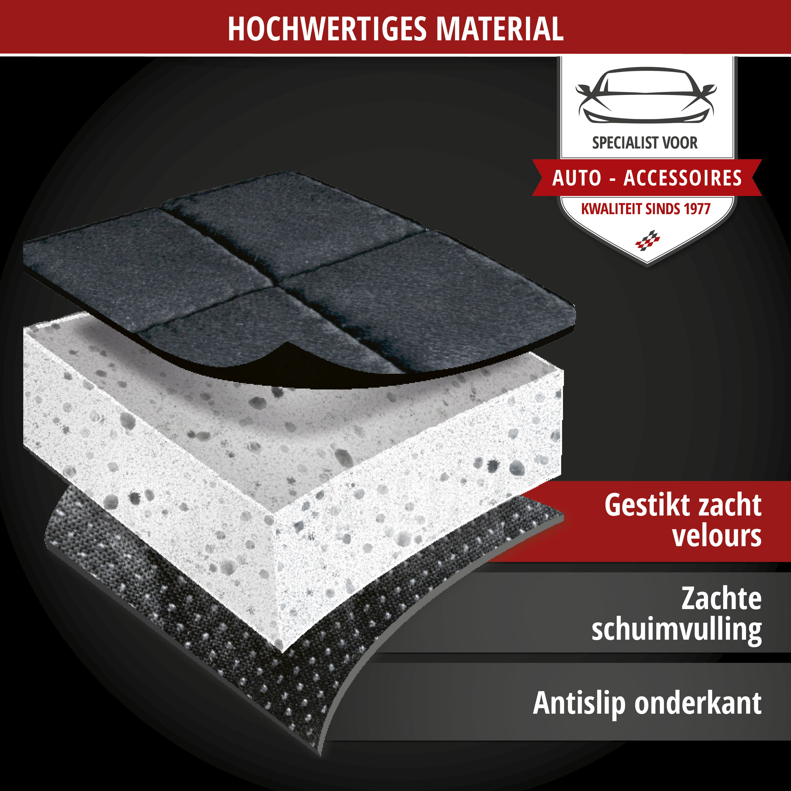 auto-acc, velours, filz, foam, antislip