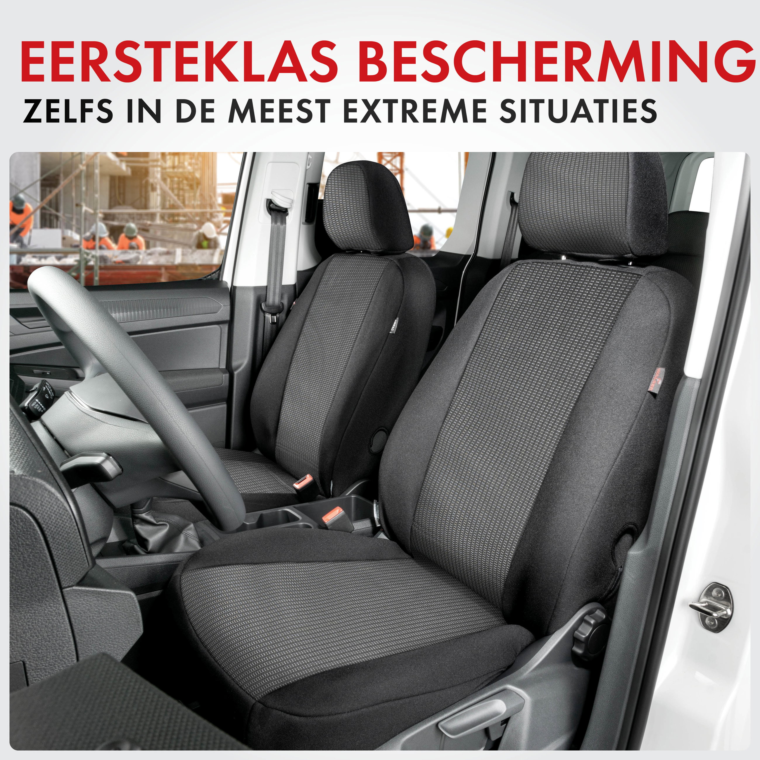 Hoes Performer van 100% polyester compatibel met VW T6, Hoes 3-zitsbank