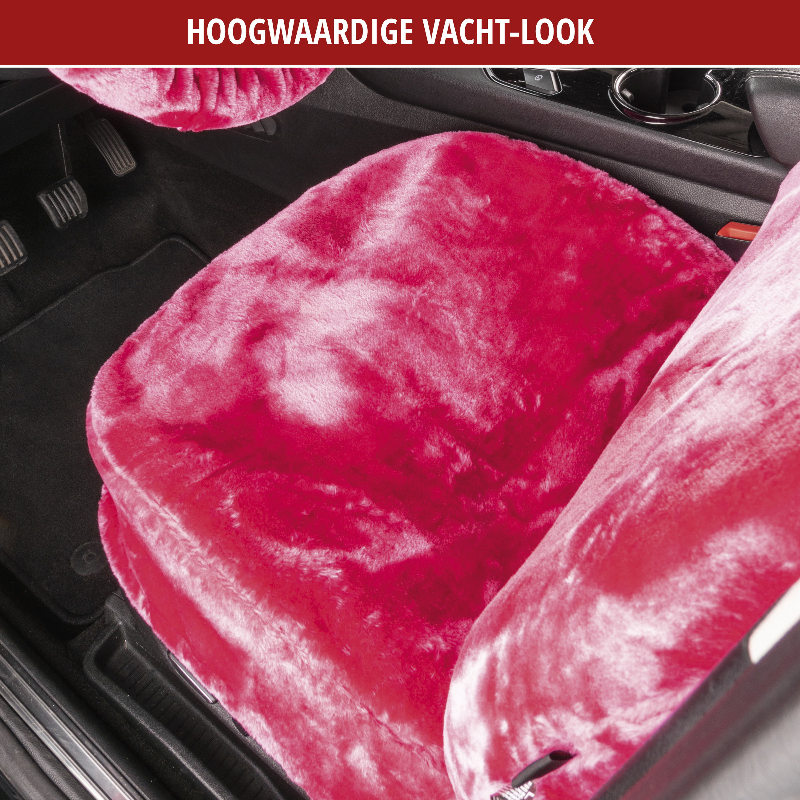 Autositzhoes Teddy van imitatiebont, auto stoelbeschermer voor enkele stoel, imitatiebont hoes roze, 1 stuk