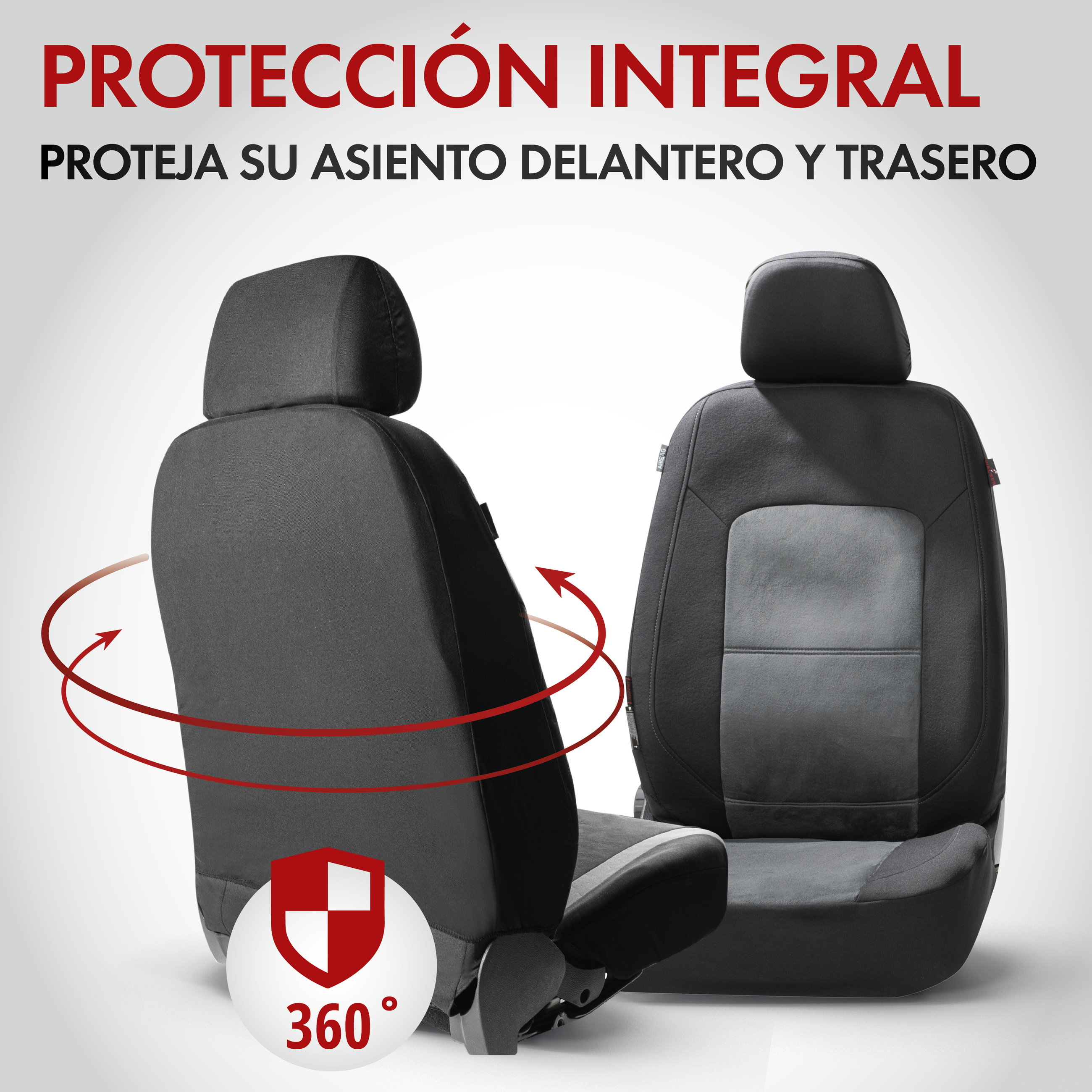 Funda de asiento ZIPP-IT Premium Ellington, fundas protectoras de coche para 2 asientos delanteros con sistema de cremallera negro/gris