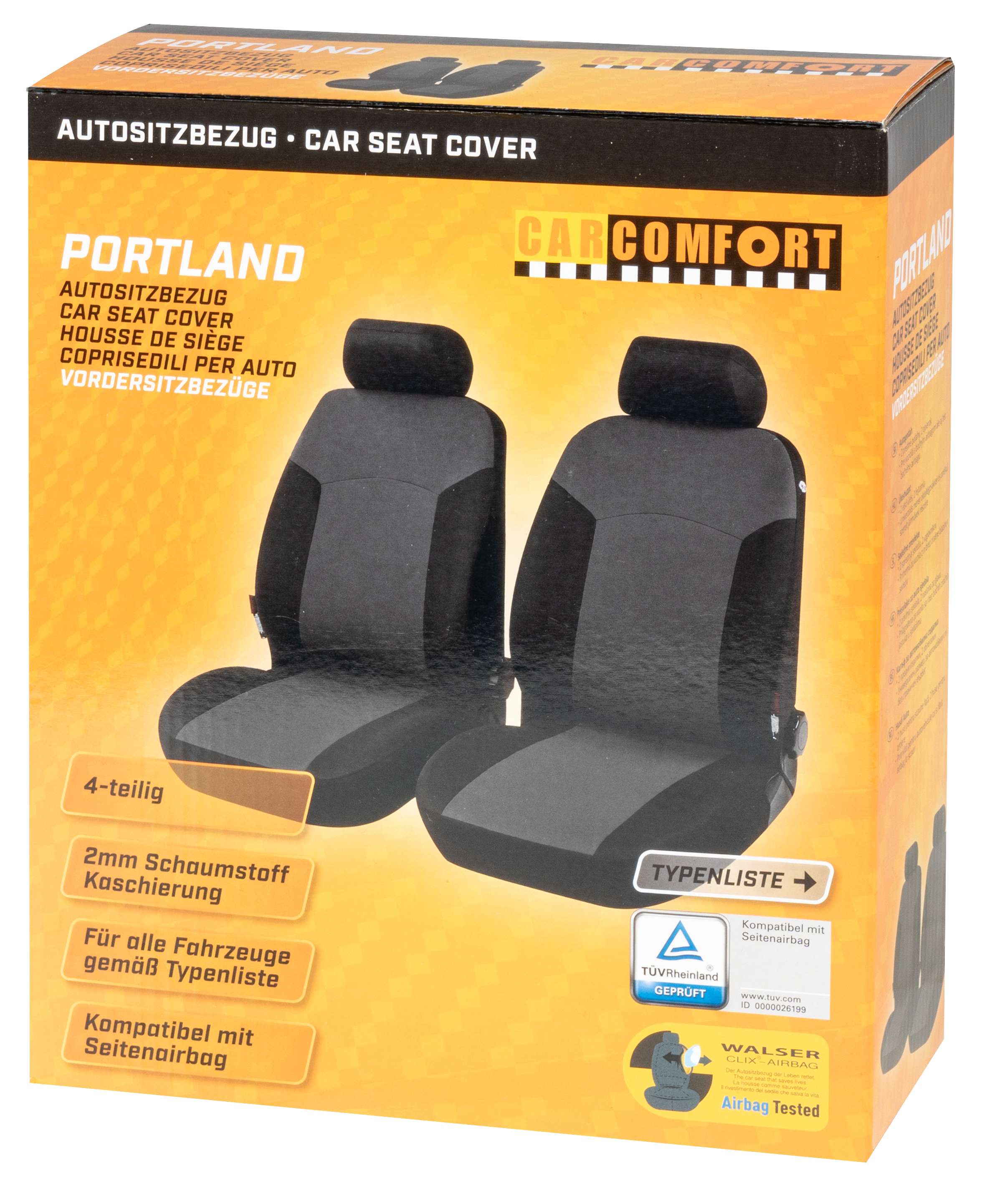 Autositzbezug Portland, PKW-Schonbezüge für 2 Vordersitze schwarz/grau