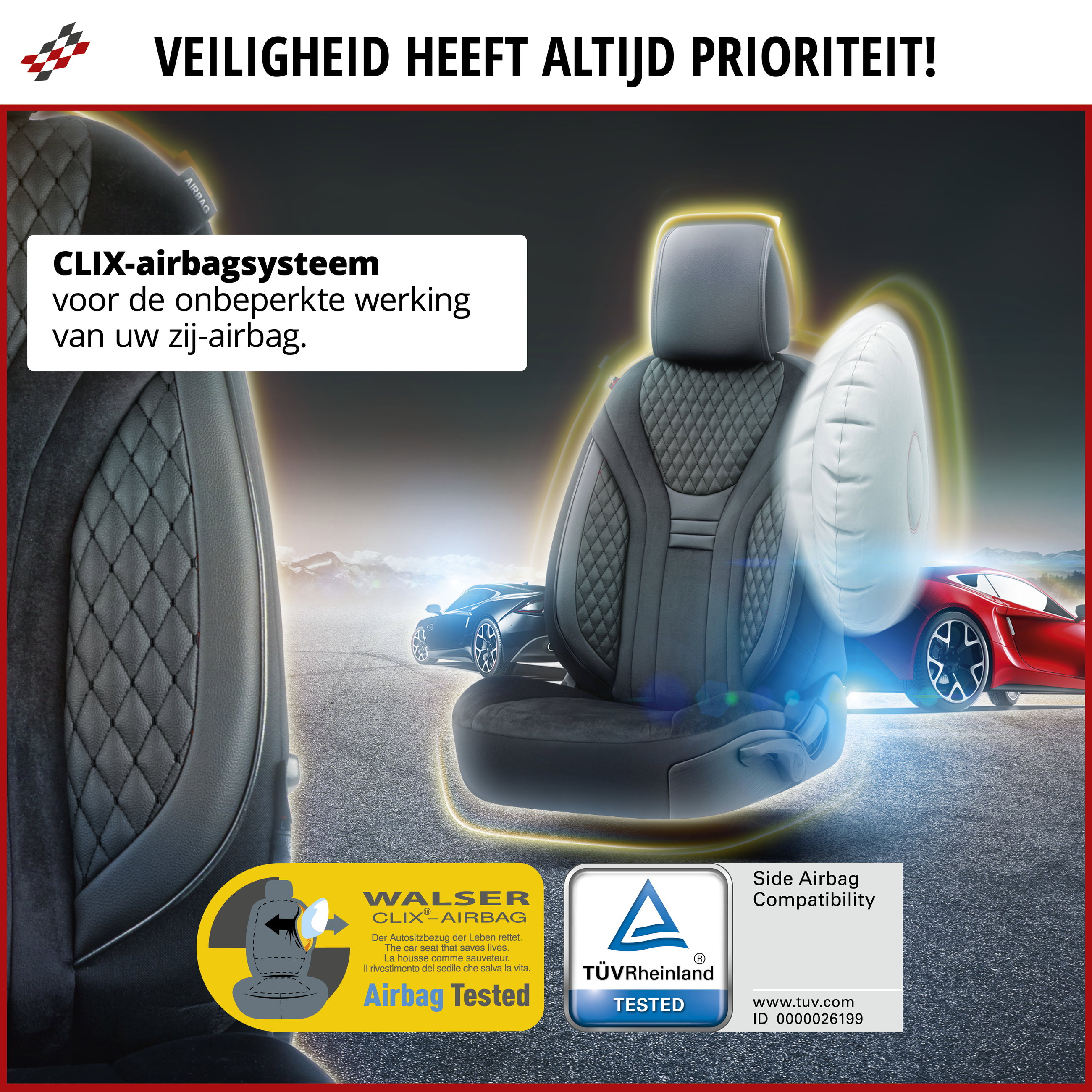 Premium autozetelhoezen Balmoral met rits, ZIPP-IT zetelhoezen, 2 zetelhoezen vooraan zwart
