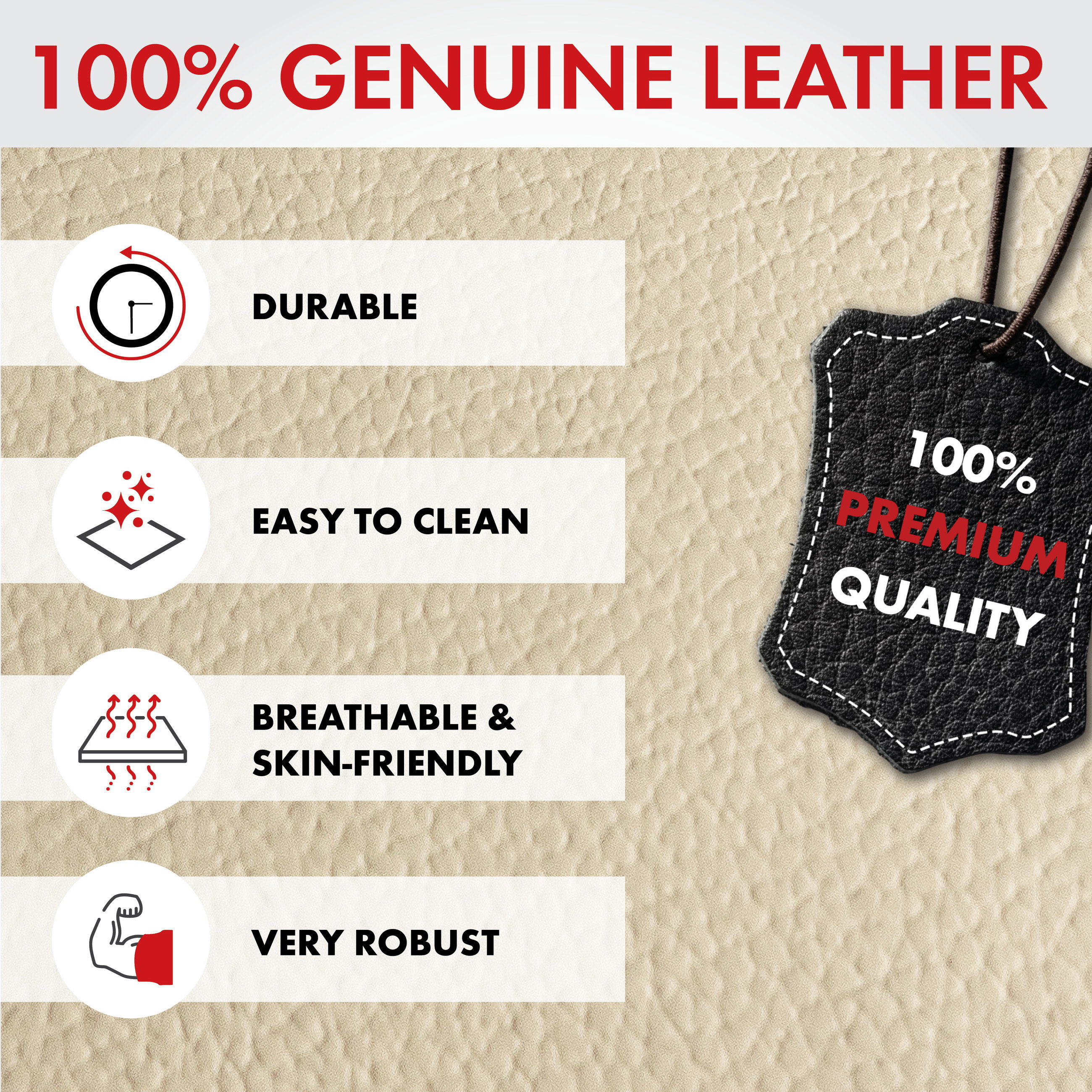 Car Seat cover Billy in real leather beige ZIPP-IT, 1 piece