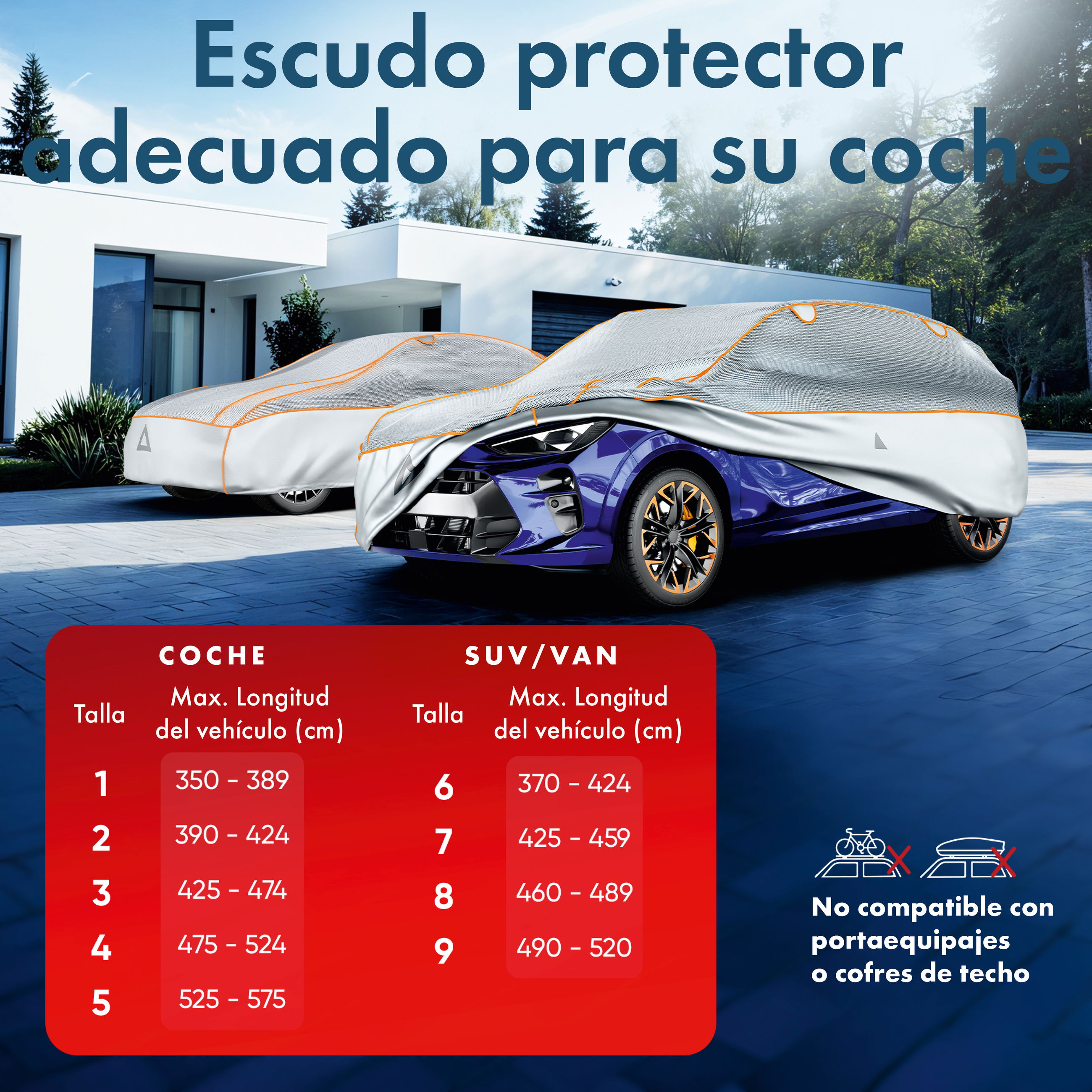 SUV/VAN Funda de proteccion antigranizo Premium EPE Sun Protect, Talla 8, proteccion antigranizo hasta 2,3 cm, plata