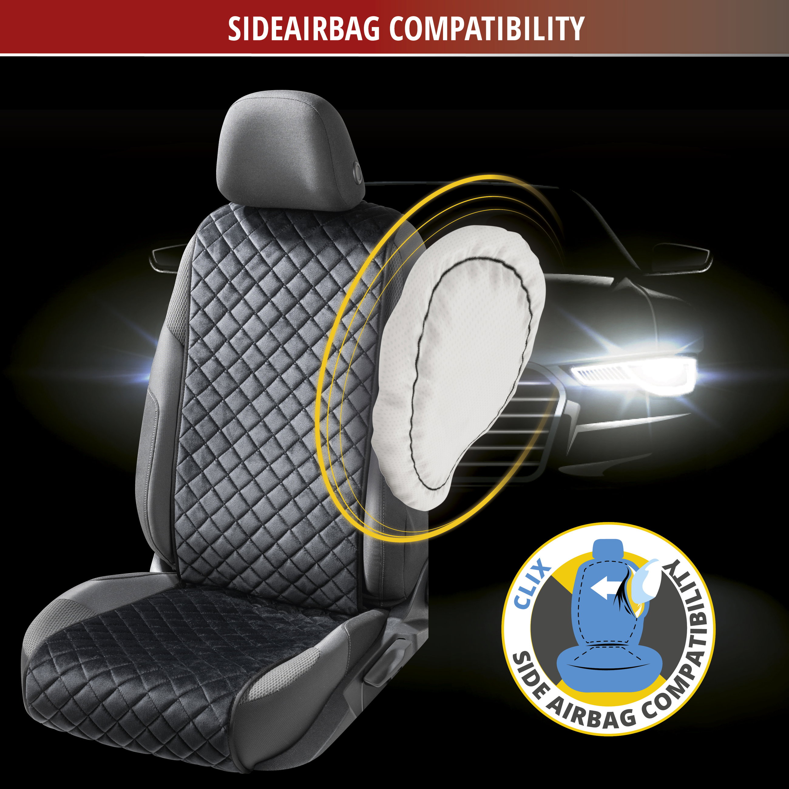 Seat cover Comfortline Luxor with anti-slip coating, 1 front seat