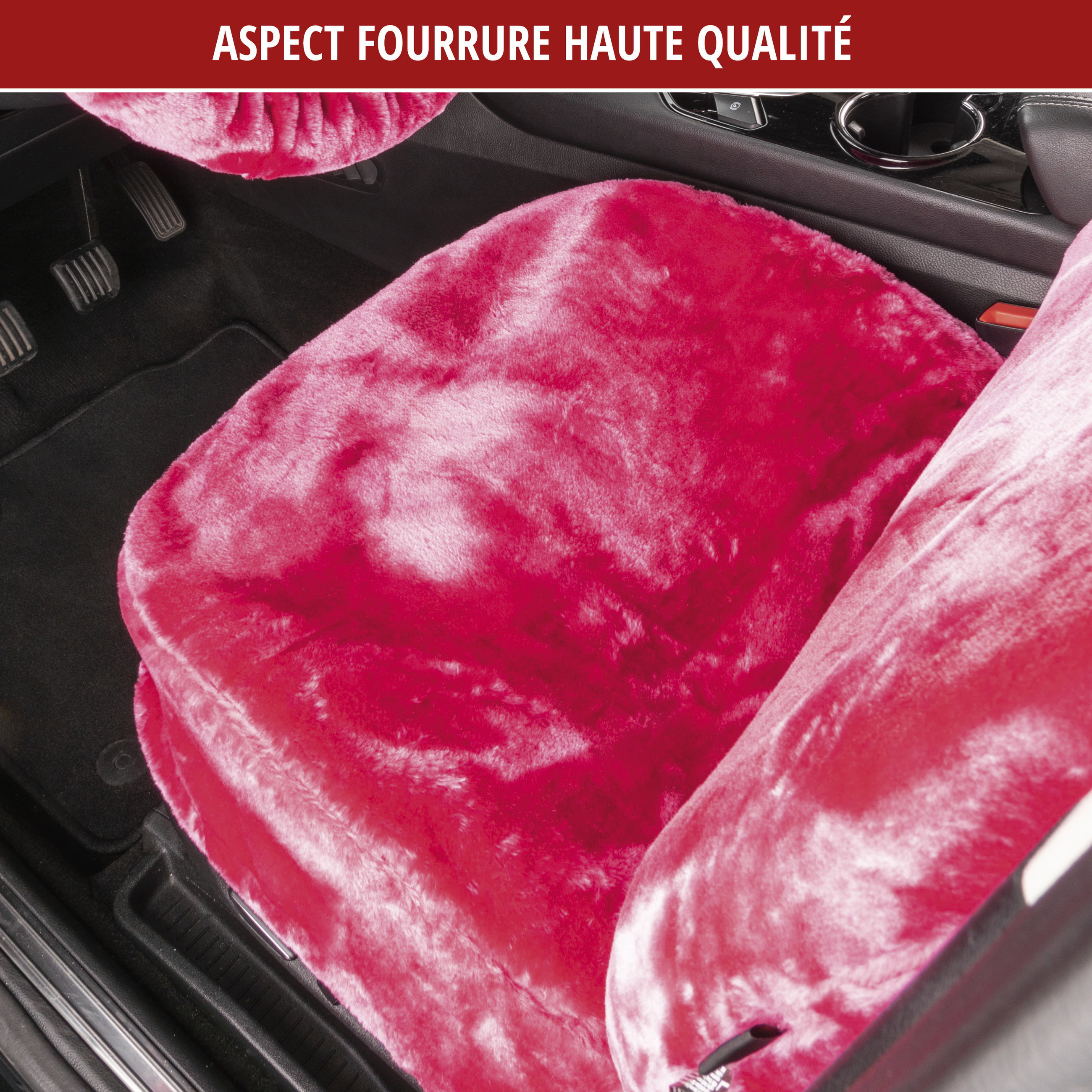 Housse de siège auto Teddy en fausse fourrure, protection de siège individuel, revêtement en fausse fourrure rose, 1 pièce