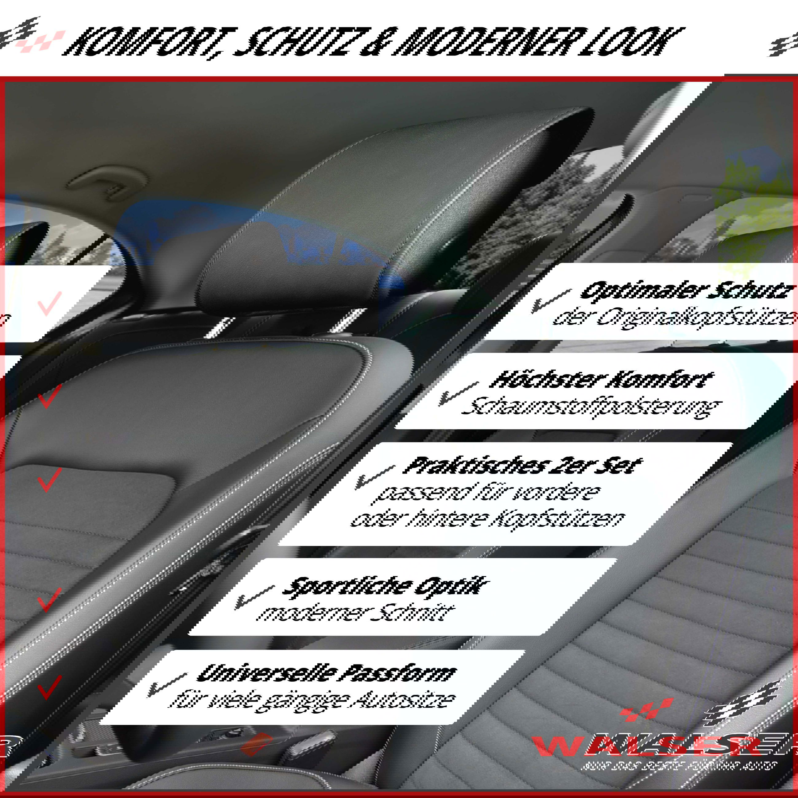 Autositze, Kopfstützen, Sitzpolster, Hochwertig, Autozubehör