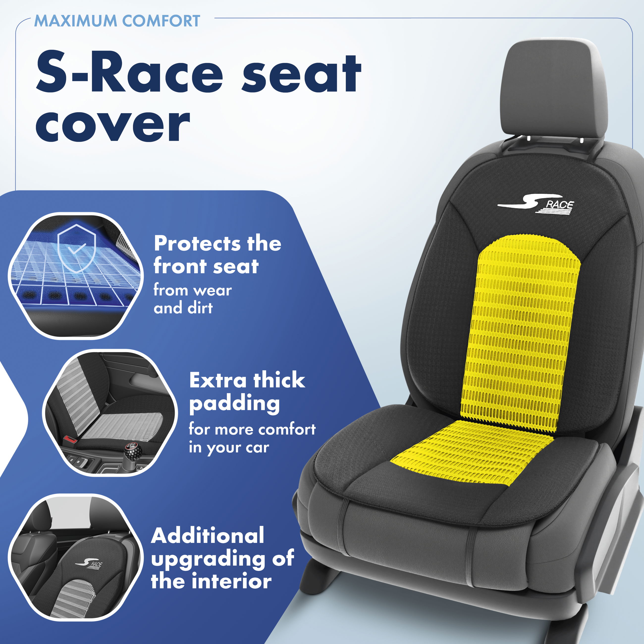 Black and yellow seat covers cheap