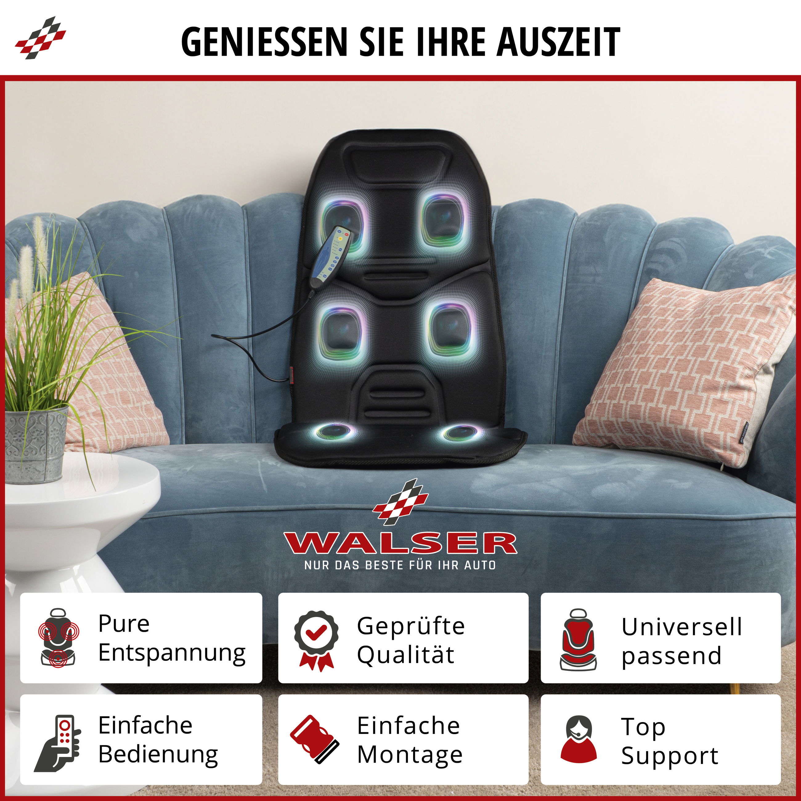 Massager, Sitz, Rückenlehne, LED-Lichter, Kissen