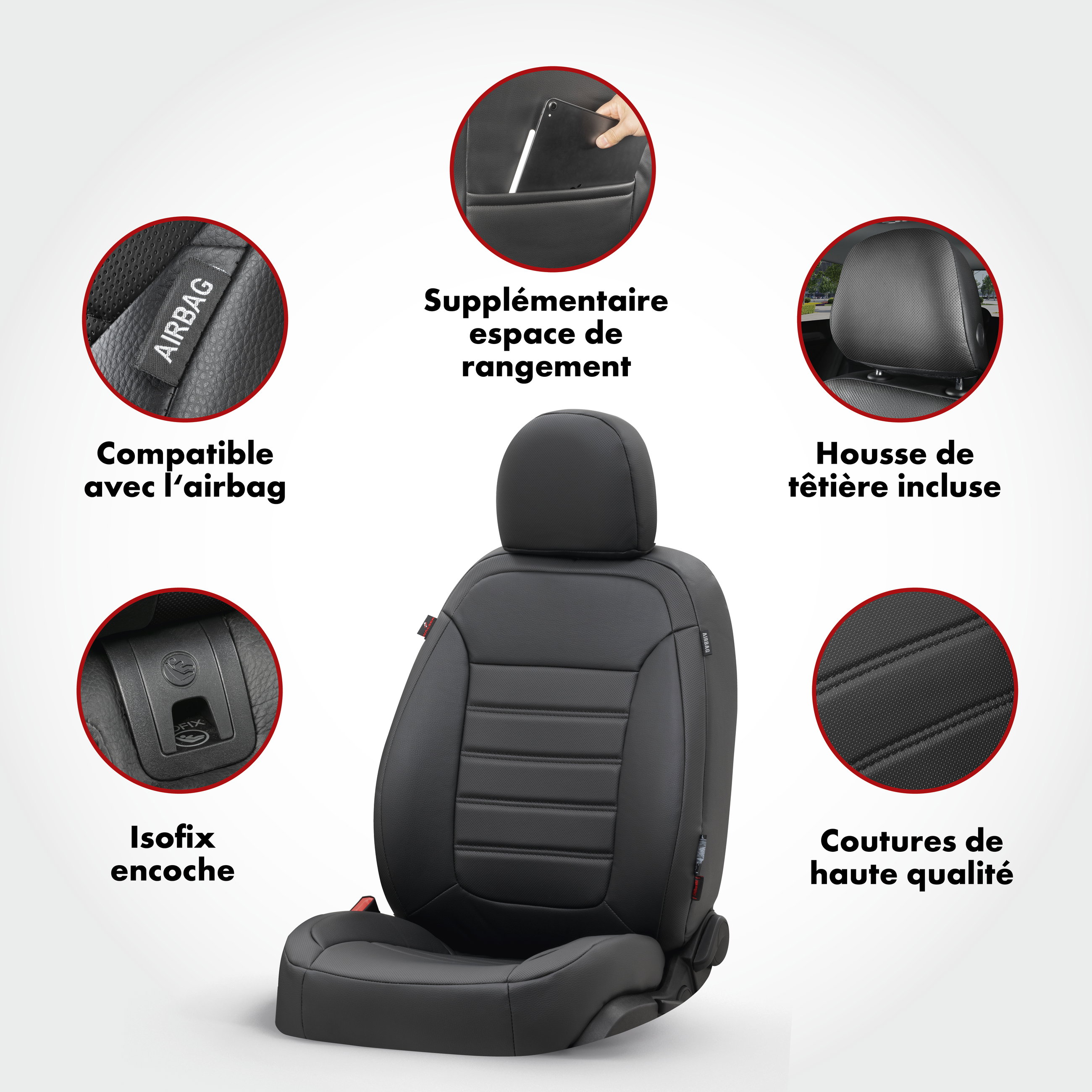 Housse de siège Robusto pour Nissan Juke (F15) 06/2010-auj., 2 housses de siège pour les sièges normaux