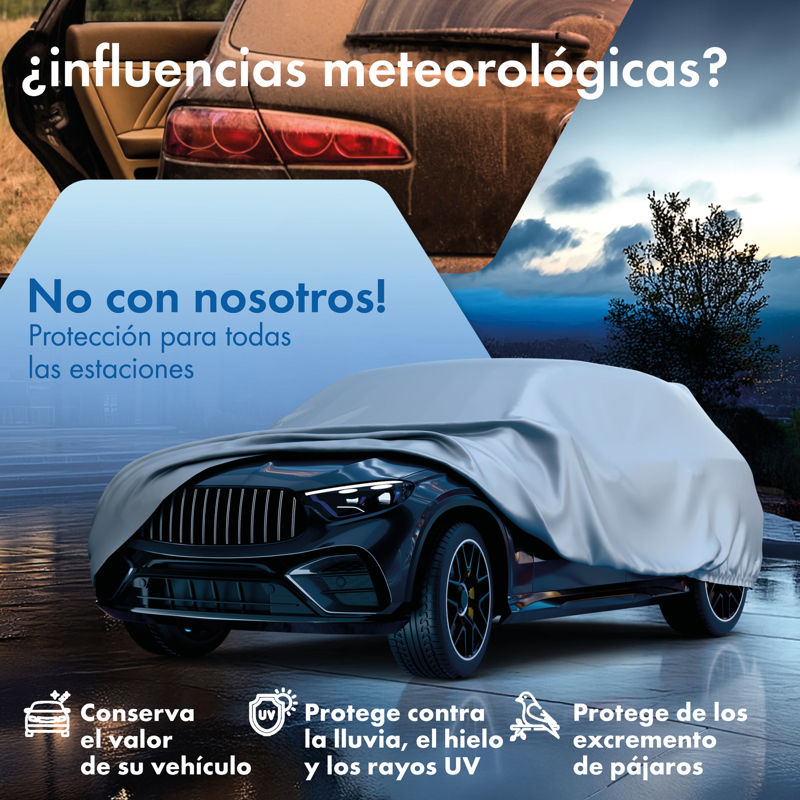 Cubierta protectora de coche All Weather, funda de coche funda integral talla 7 SUV/furgoneta, funda para coche plateado
