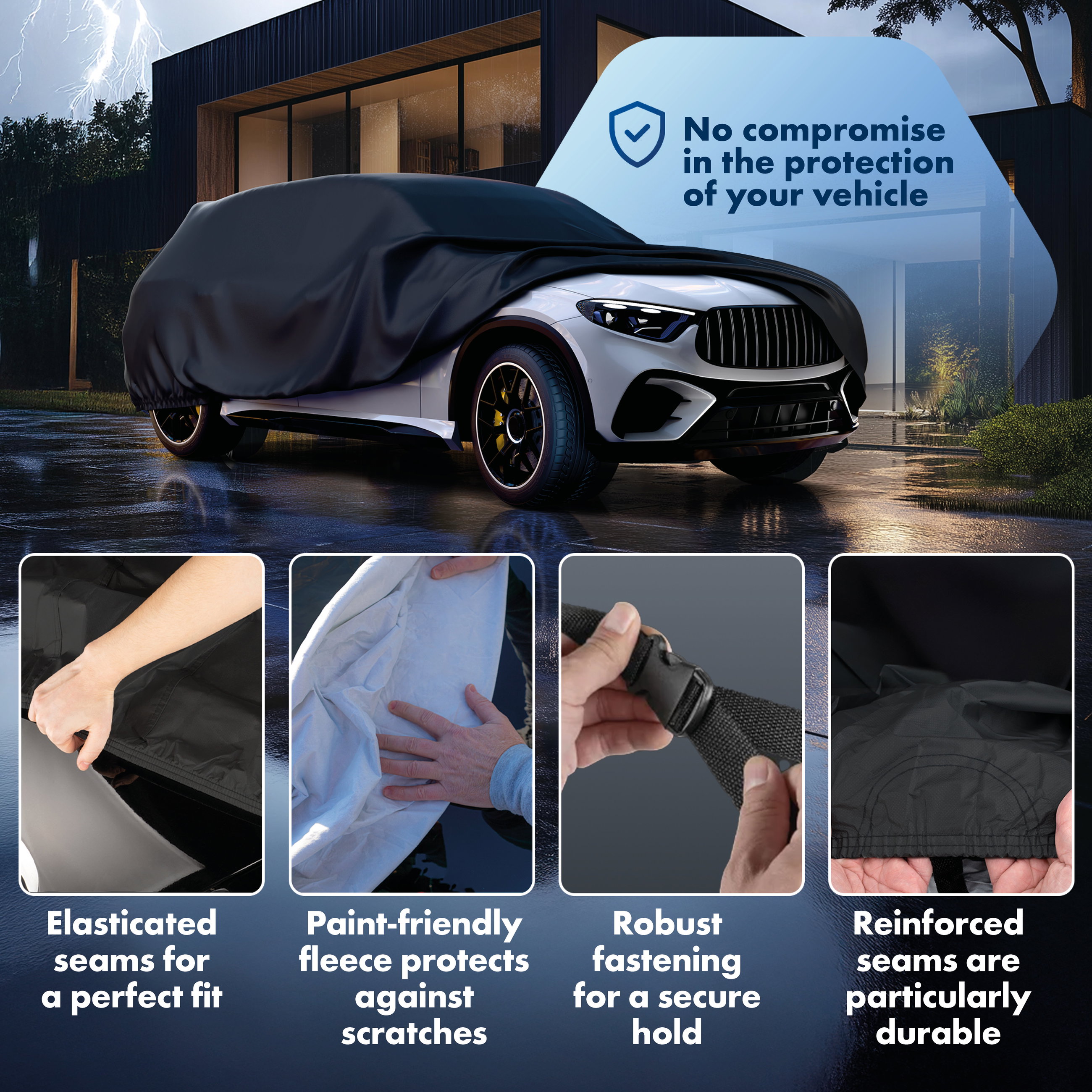 Car cover All Weather, car cover full garage size 7 SUV/VAN black