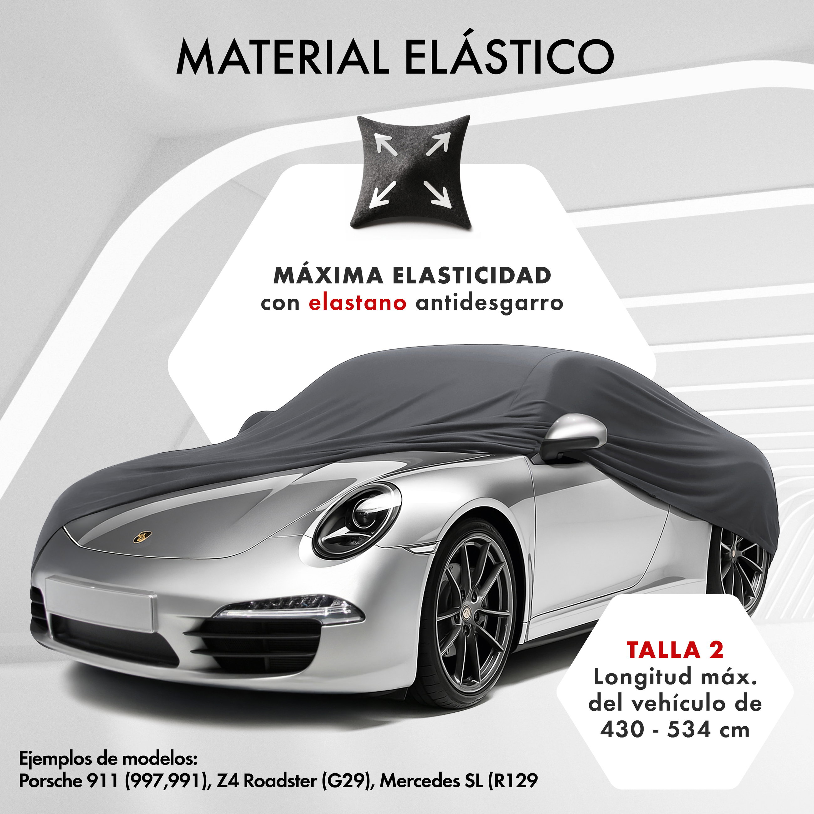 Funda de coche interior Stretch Plus, cubierta protectora de coche talla 2 coche antracita
