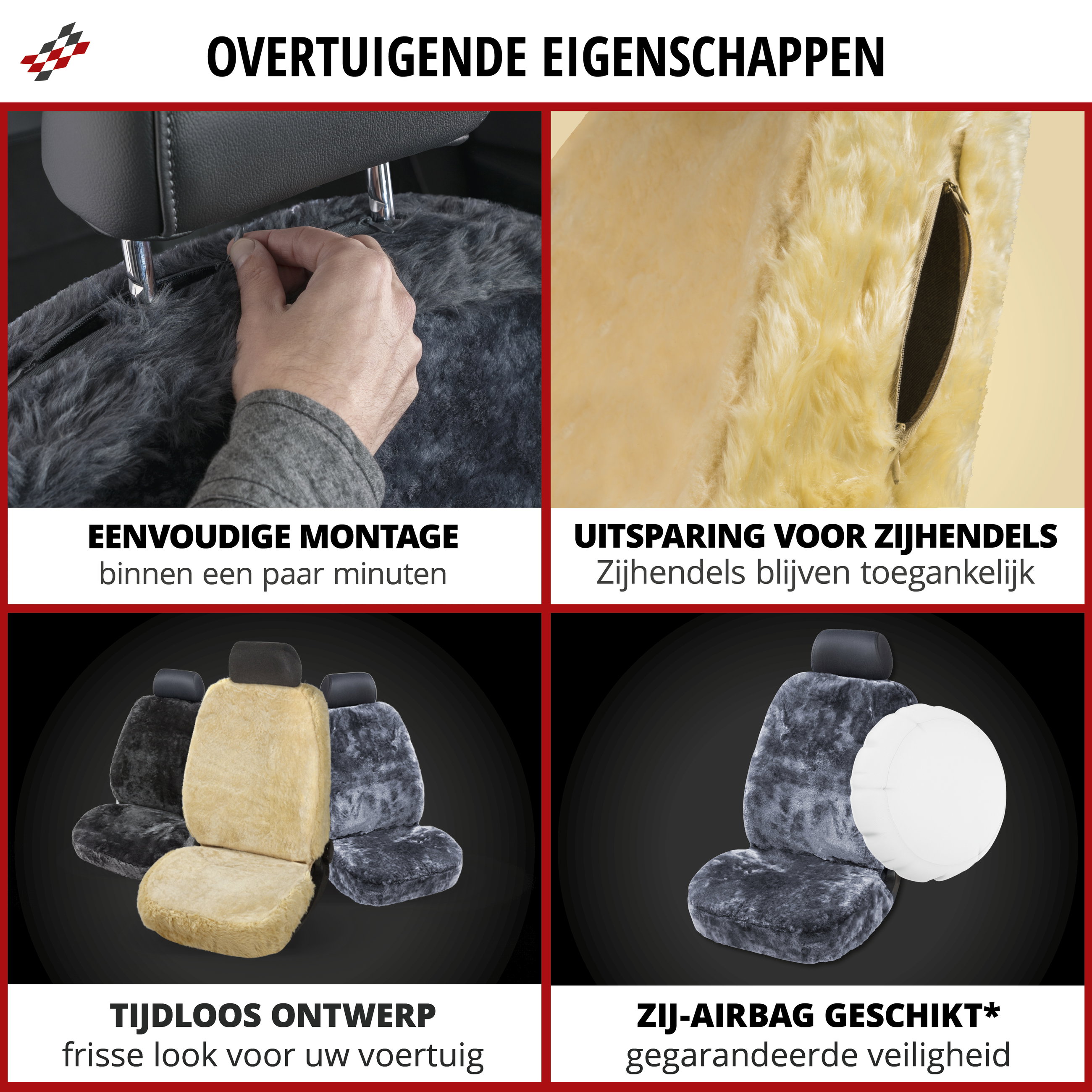 Autostoelhoes Lamsvel Nineve zwart , 1 stuk