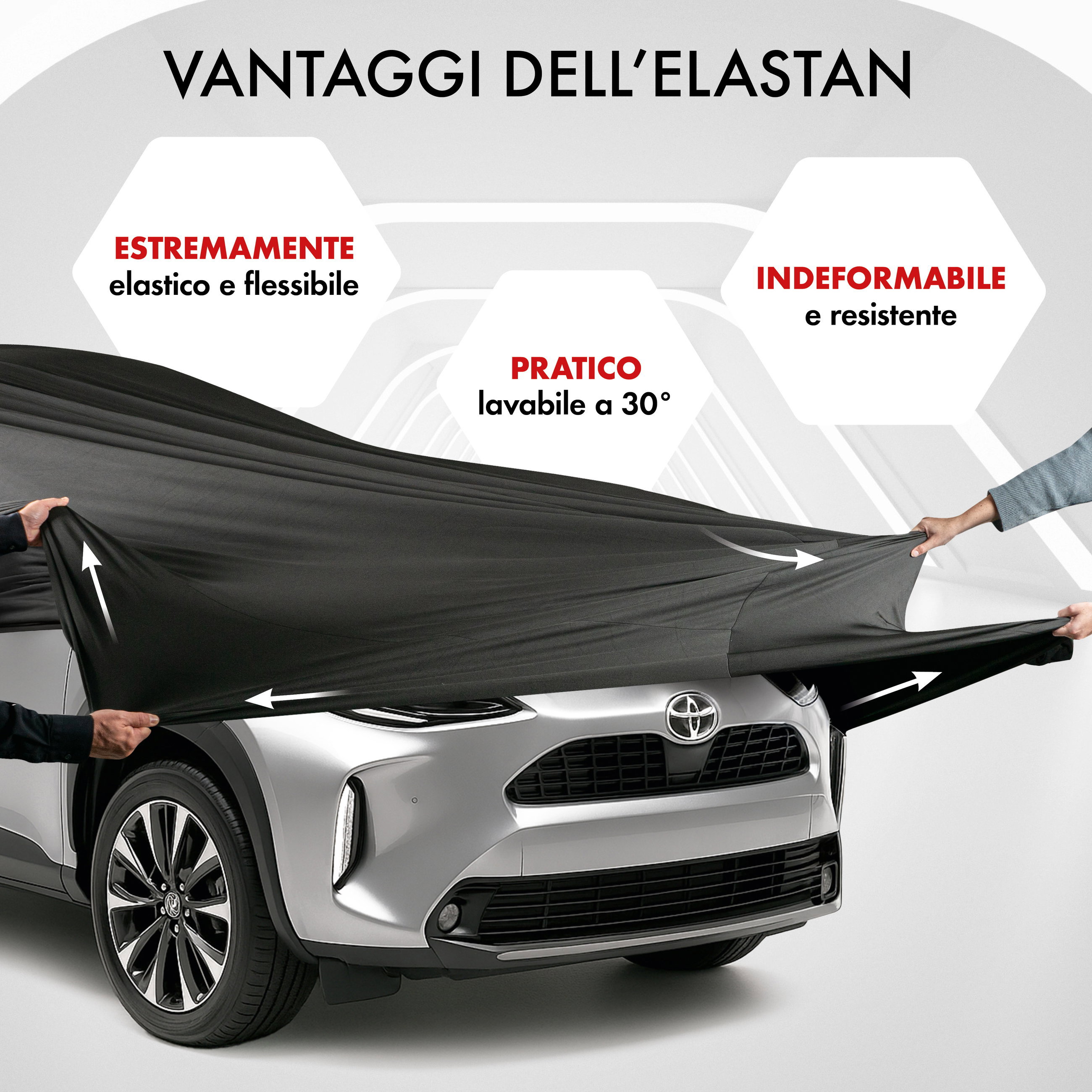 Premium Telo Copriauto da interno Indoor Stretch Plus, Copertura protettiva per uso interno Misura 7 SUV/VAN nero