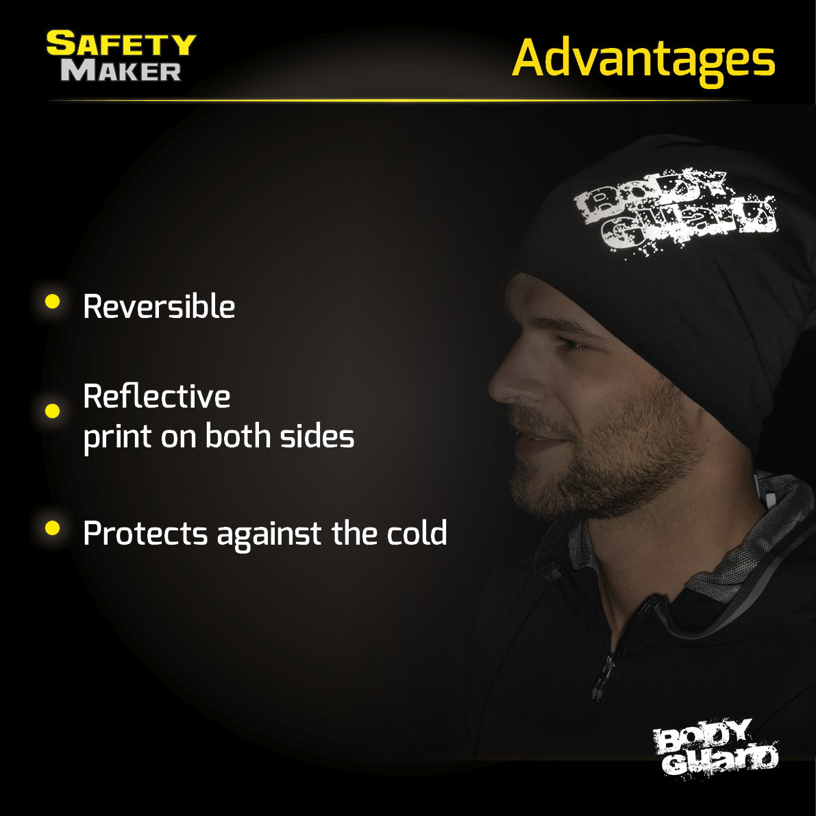 bonnet réversible, casquette, casquette de sport réfléchissante noir-argent