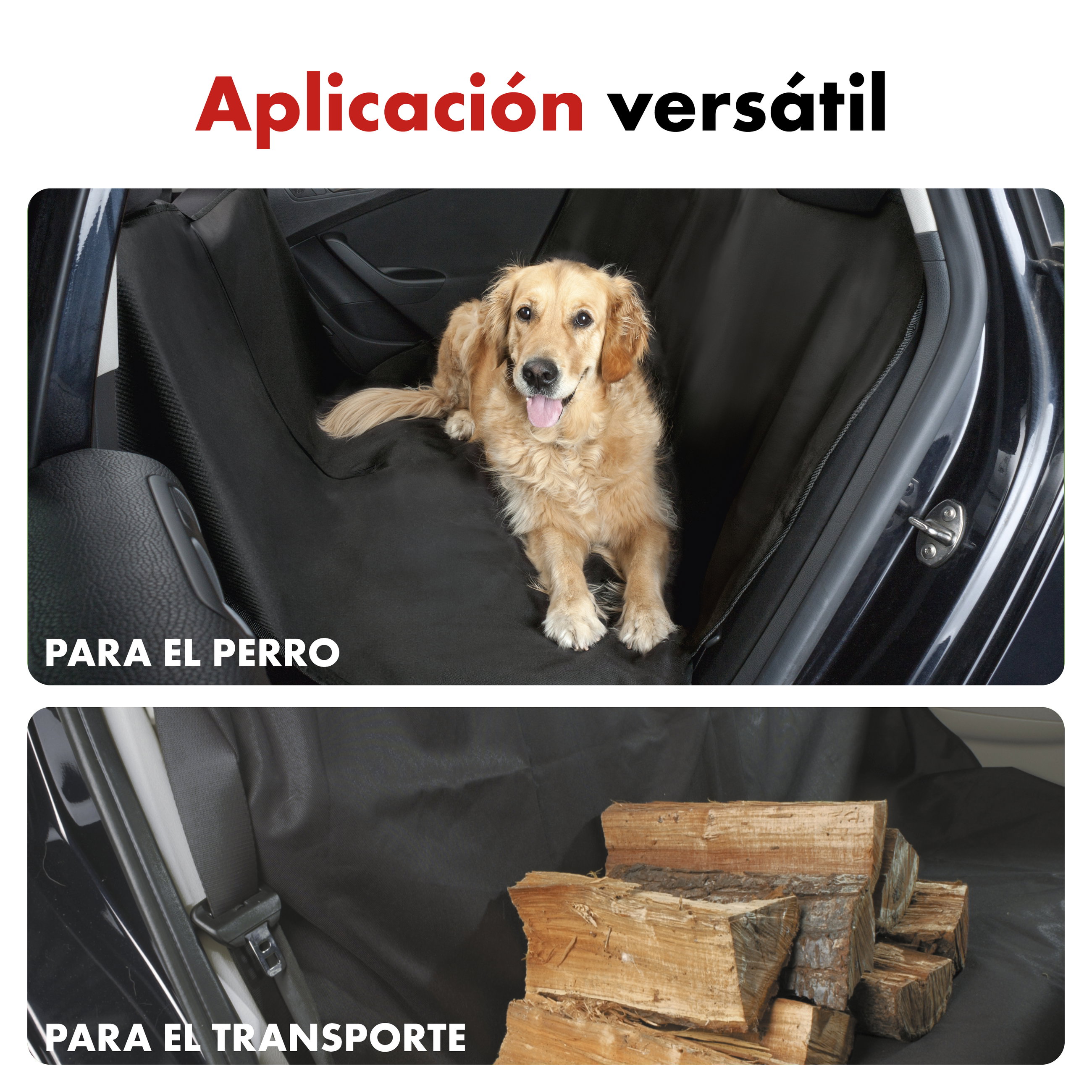 Manta para perros de coche Nero, manta protectora impermeable para banco trasero negro