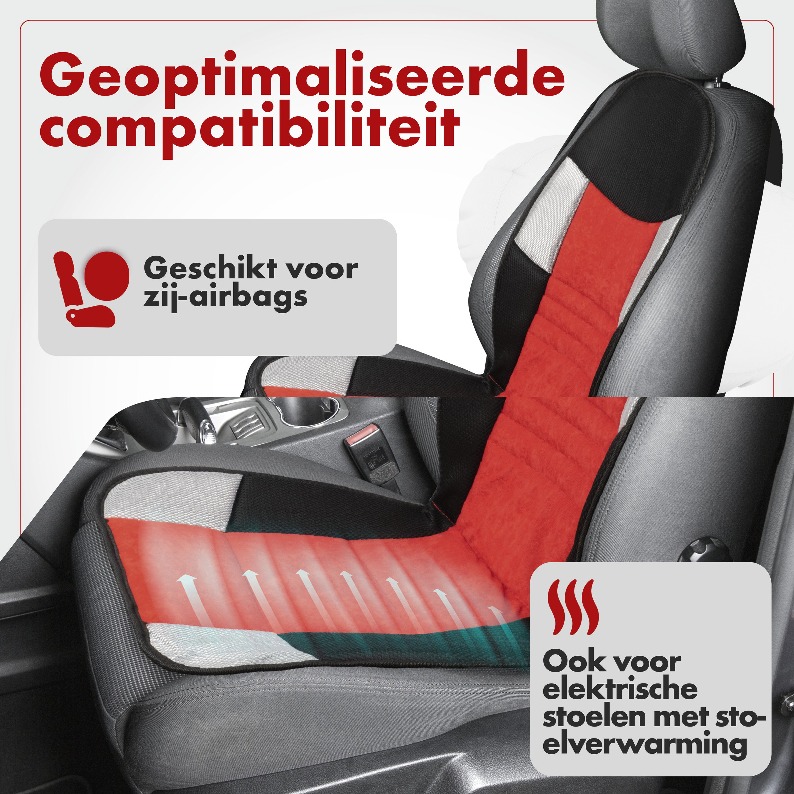 Autostoelhoes, autostoelbeschermer Hunt, autostoelbeschermer rood zwart, 1 stuk