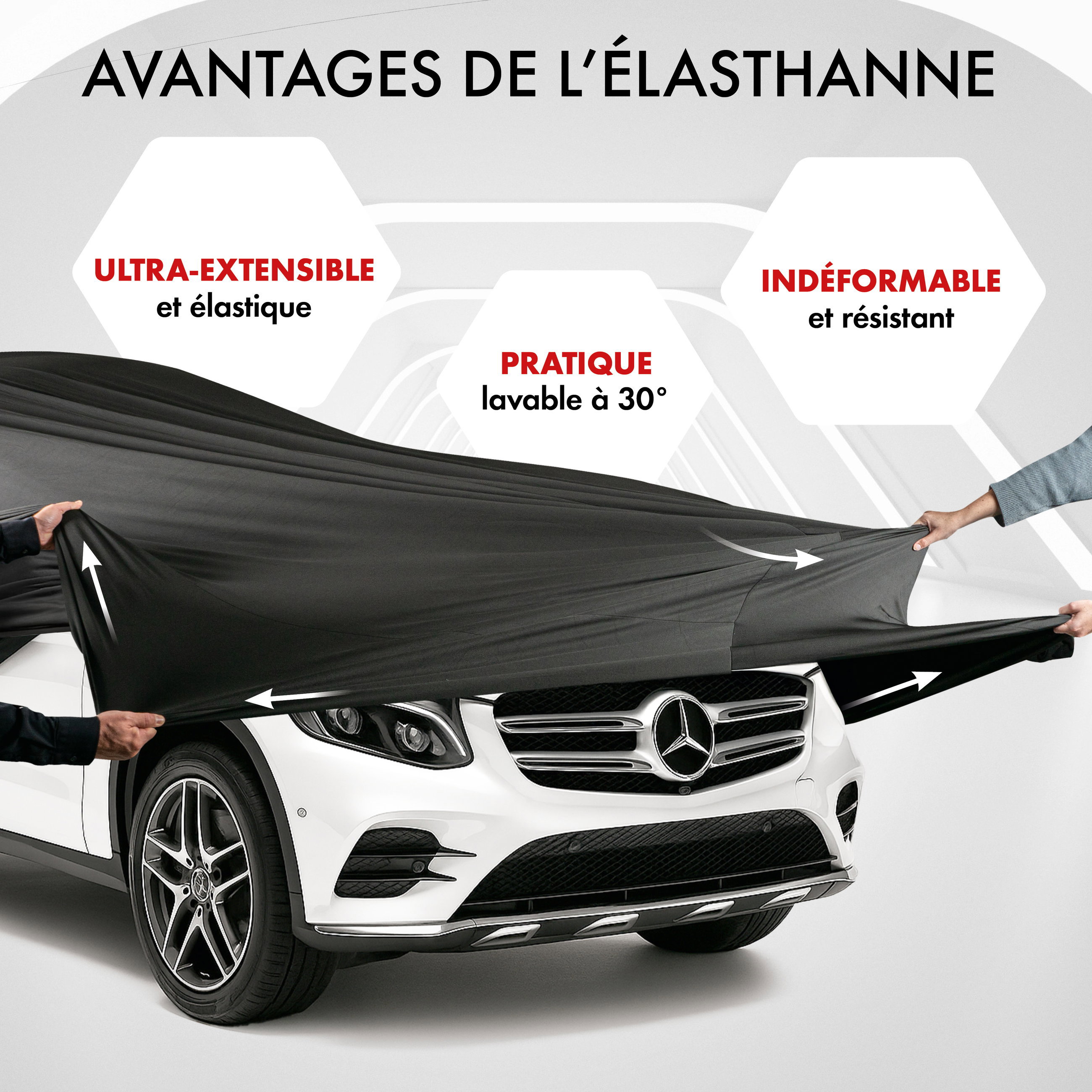 Premium housse de voiture Indoor Stretch, bâche complet pour l'interieur Plus taille 9 SUV/VAN noir